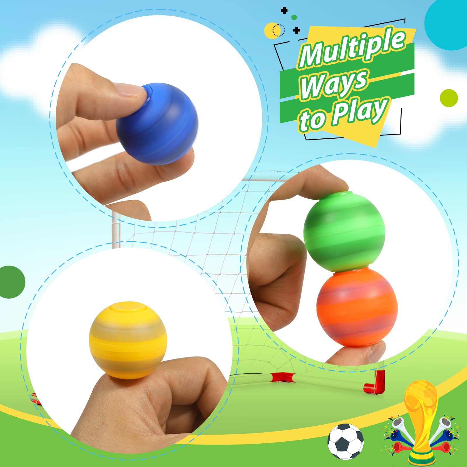 34PCS Mini Fidget Spinners Soccer Balls - Stress Relief Toys for Kids & Adults, Rotatable Finger Toys for Classroom Prizes, Party Favors, Birthday Gifts - Fun Sensory Toys for Anxiety Relief, Office Desk Toys & ADHD Focus Tools