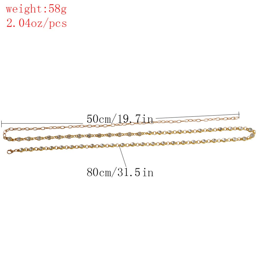 Adjustable Gold Rhinestone Body Chain for Women - Sexy Waist & Belly Harness for Nightclub, Party, Festival & Bachelorette - Sparkling Clubwear Accessory