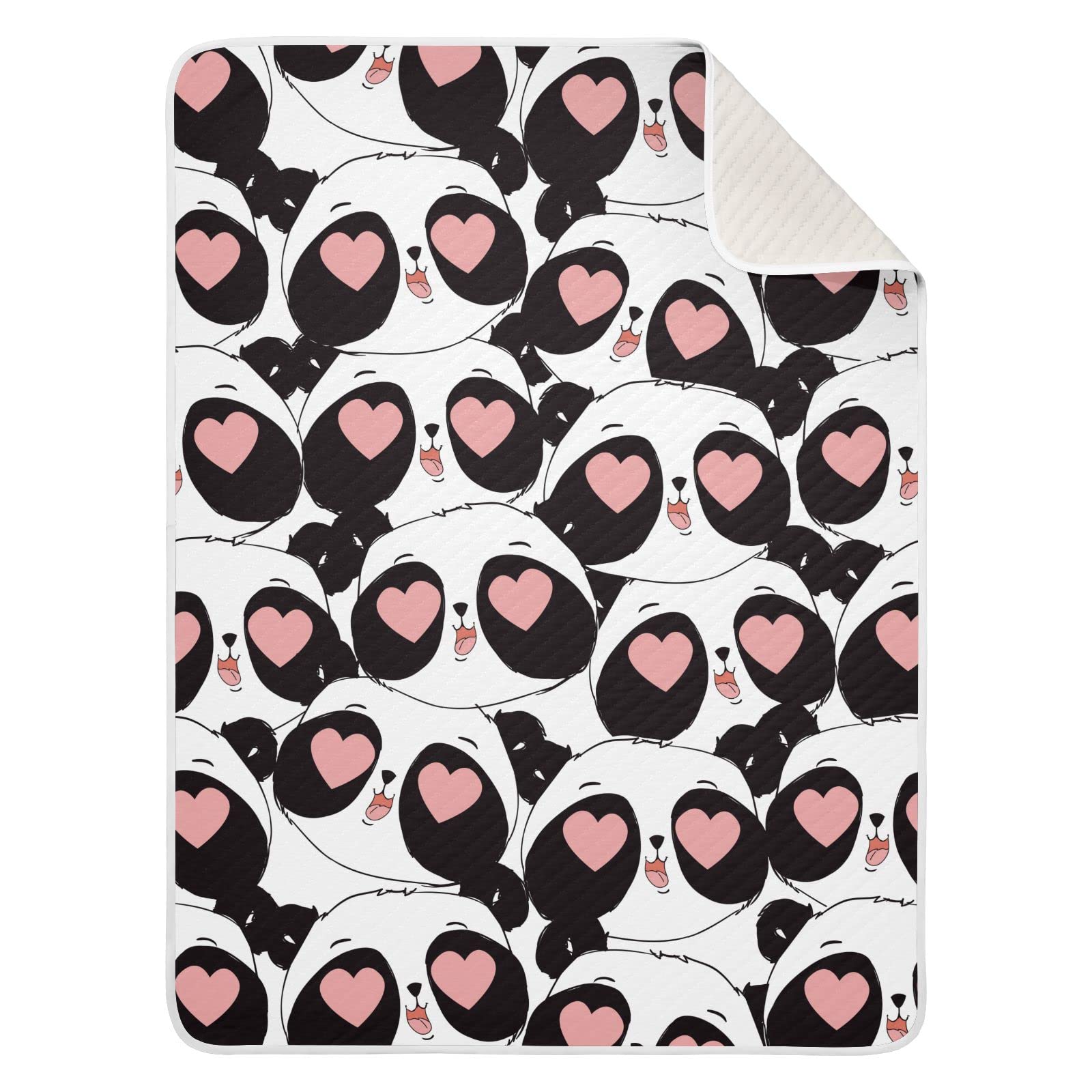 JIPONI Super Soft & Warm Baby Blanket - Cute Panda Bear Heart Design, Personalized for Boys & Girls, 30x40 Inch | Perfect for Nursery, Swaddling, Stroller & Gift Giving