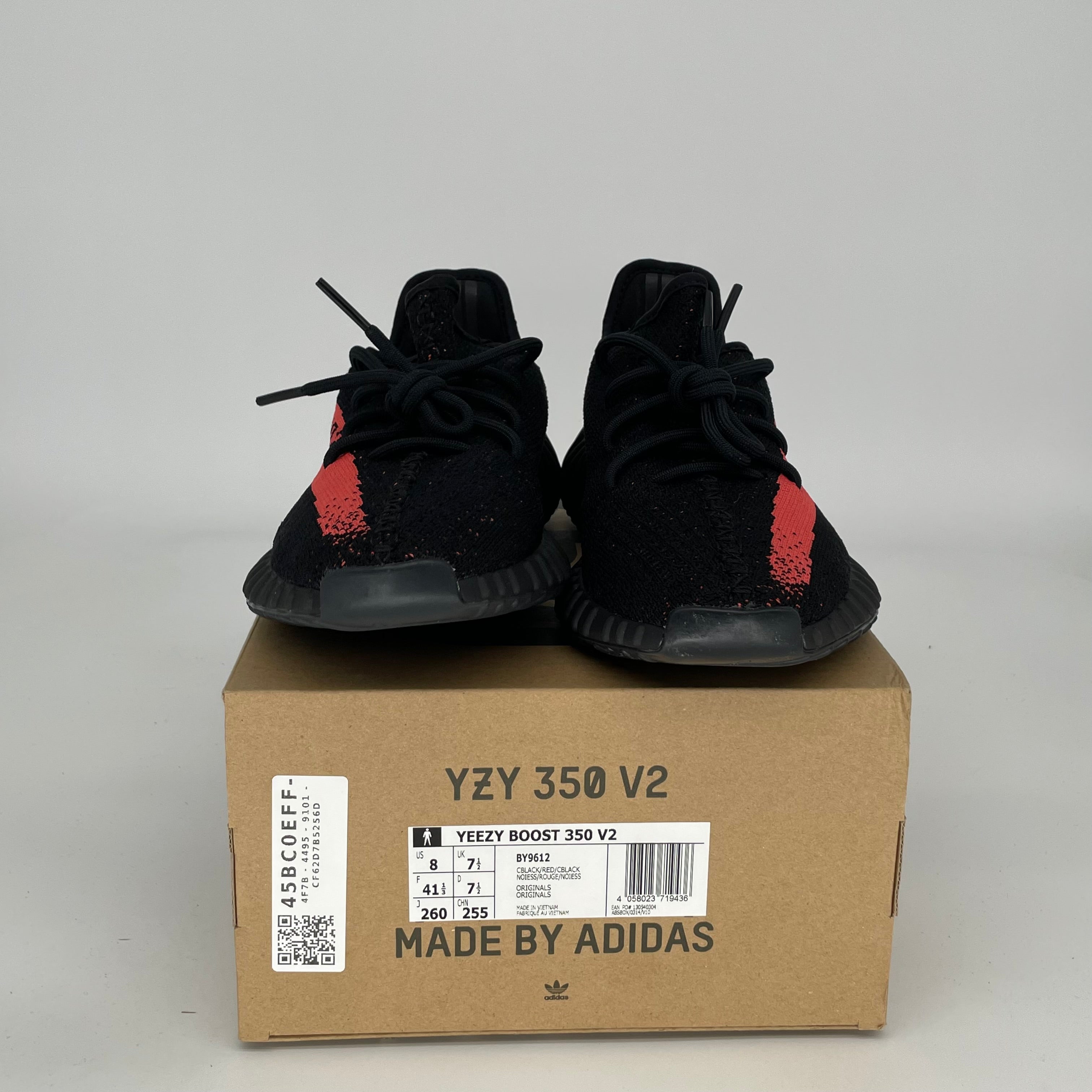 Adidas Yeezy Boost 350 V2 Core Black Red Men's Running Shoes Size 8 - BY9612 | Stylish Sneakers for Casual Wear, Gym & Street Fashion