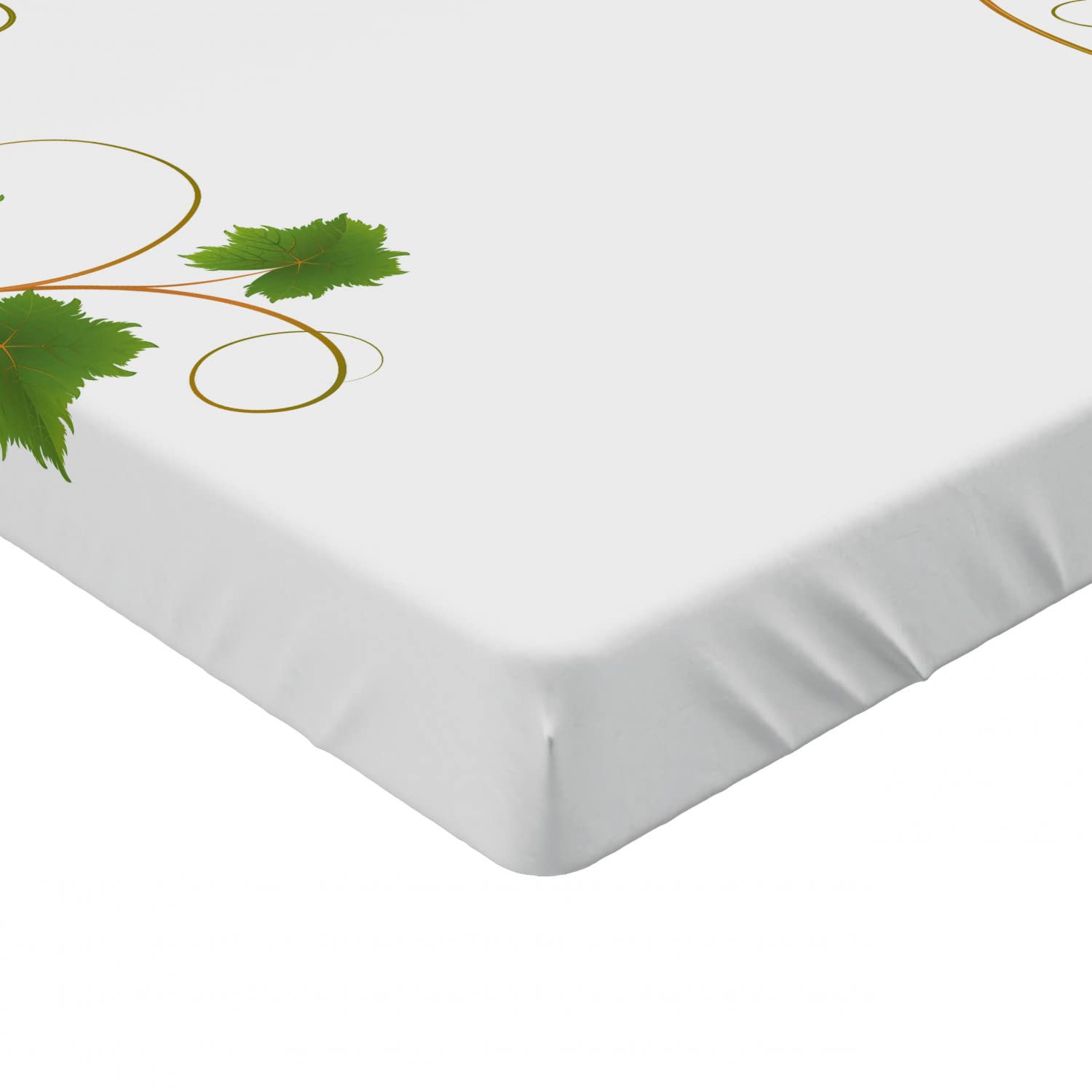 Ambesonne Vineyard Queen Size Fitted Sheet - Deep Pocket Elastic All Around, Green Purple Cabernet Wine Theme with Ivy Branch & Grape Clusters Print - Perfect for Bedroom, Guest Room, or Vacation Home Decor