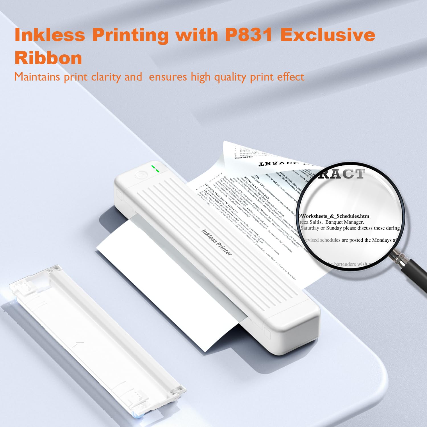 PhoFuta A4-300DPI Portable Bluetooth Printer | Mini Thermal Printer for Plain Paper | Wireless Mobile Printer Compatible with Android & iOS (White with Storage Box) | Perfect for Home Office, Travel & On-the-Go Printing Needs