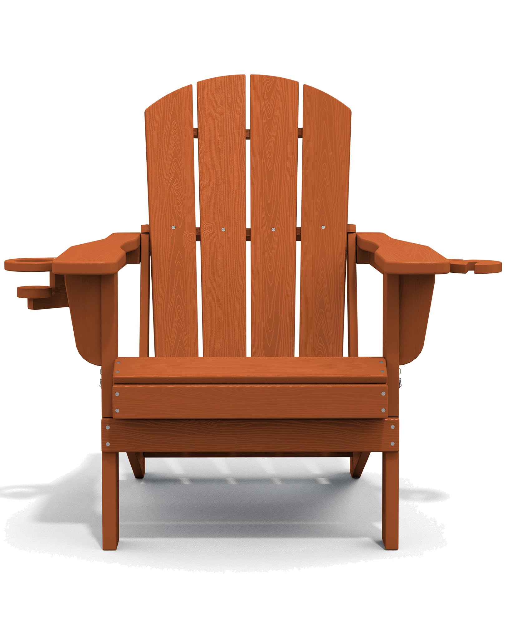 Premium SERWALL Adirondack Chair with Cup Holders - Durable HDPE Composite Outdoor Patio Furniture - All-Weather Resistant - Orange - Perfect for Backyard, Garden, Poolside & Deck Relaxation