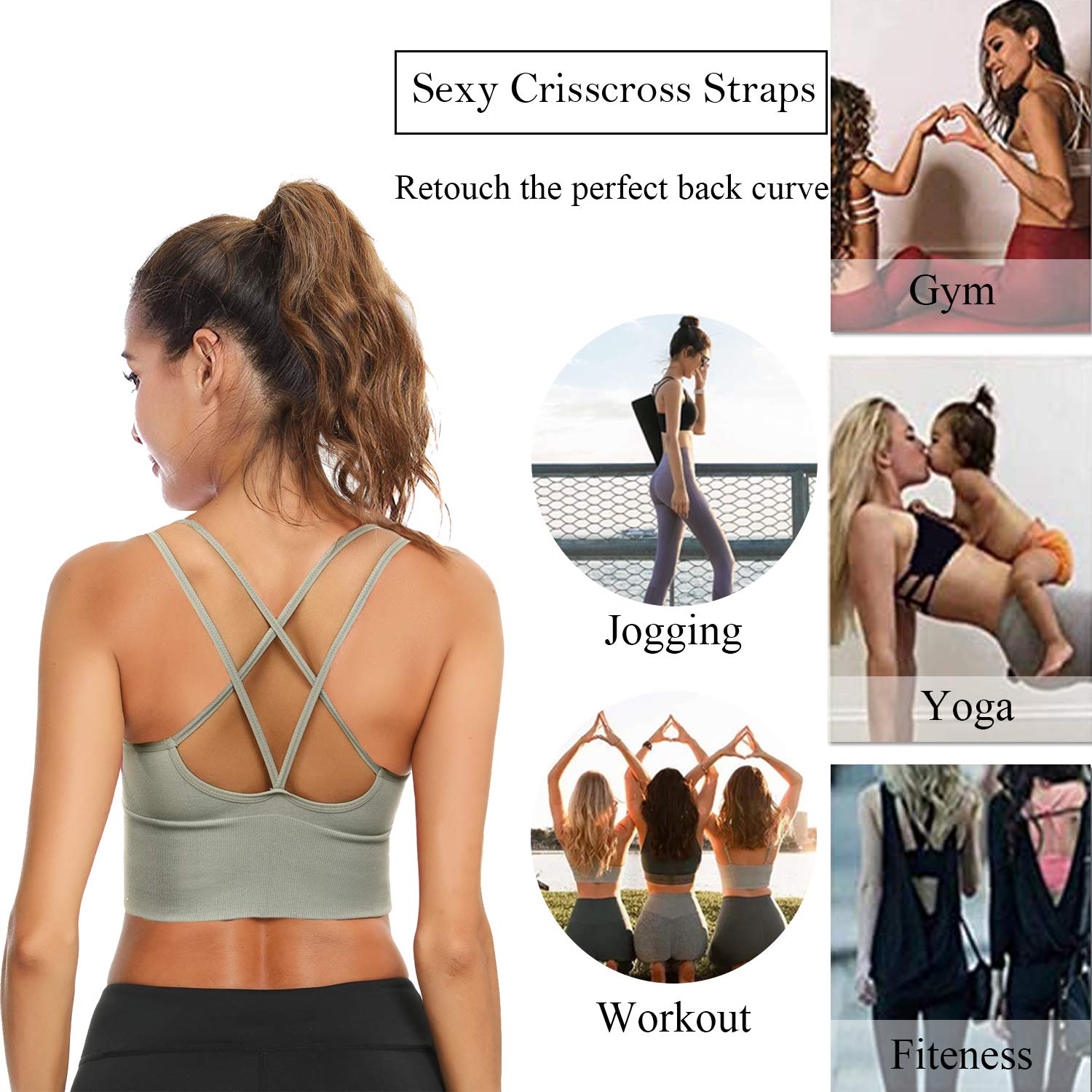 Enjoyoself Women's Strappy Sports Bra - High Support Yoga Running Gym Workout Tank Top for Fitness & Active Lifestyle | Perfect for Yoga, Running, Gym & Daily Wear