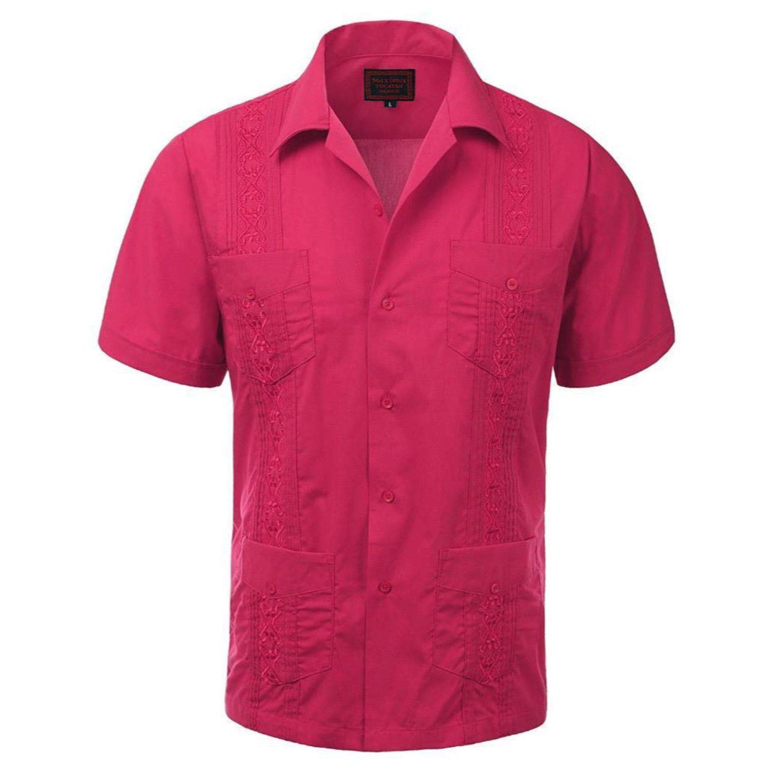 Maximos Men's Guayabera Shirt - Cuban Style Short Sleeve Button Up for Summer, Beach, Wedding & Vacation | Lightweight Breathable Casual Dress Shirt for Tropical Weather & Outdoor Events