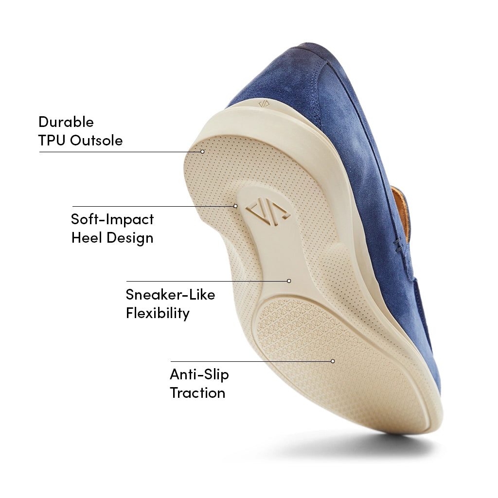 Premium Genuine Leather Loafer Shoes for Men - Comfortable Slip-On Dress Shoes in Cobalt Blue - Perfect for Business Casual, Office & Formal Occasions
