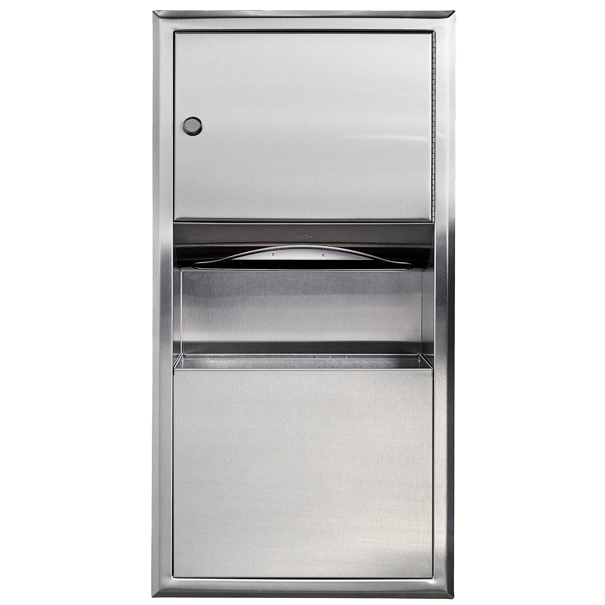 BOBRICK 369 Classic Series Stainless Steel Recessed Paper Towel Holder with 2-Gallon Trash Bin - 28