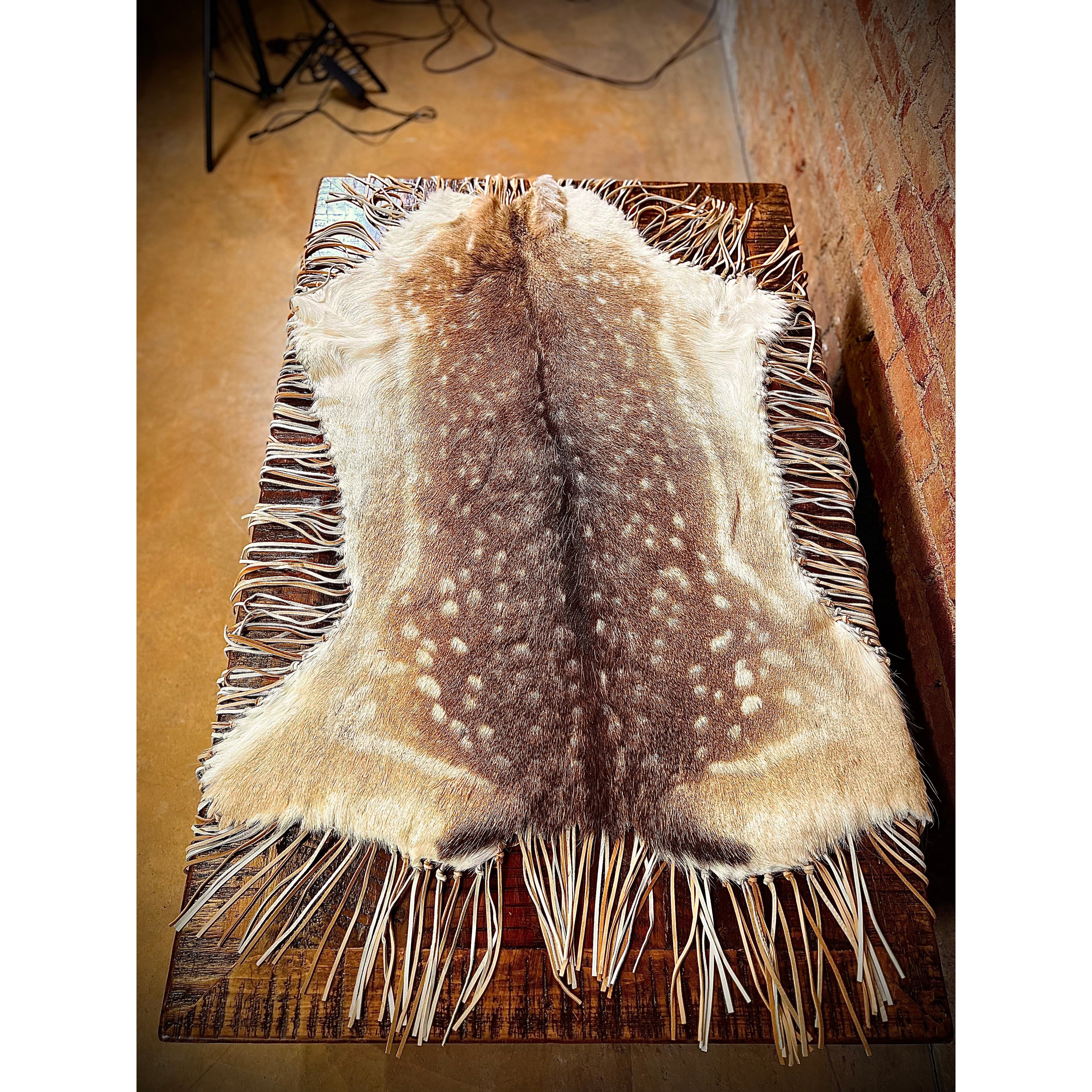 Premium Fallow Deer Hide Table Topper - Natural Leather Desk Cover for Rustic Home Decor | Perfect for Dining Tables, Coffee Tables & Cabinets