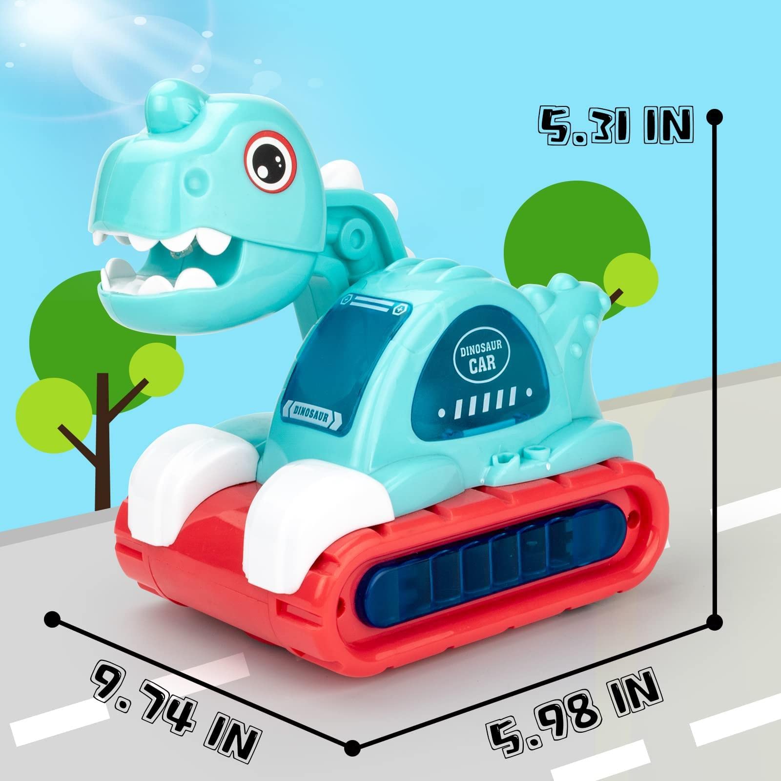 COVTOY Musical Dinosaur Crawling Toy Car with Lights & Sounds - Interactive Baby Developmental Toy for 6-18 Month Old Boys & Girls | Perfect 1st Birthday Gift & Toddler Learning Toy for Playtime & Early Education