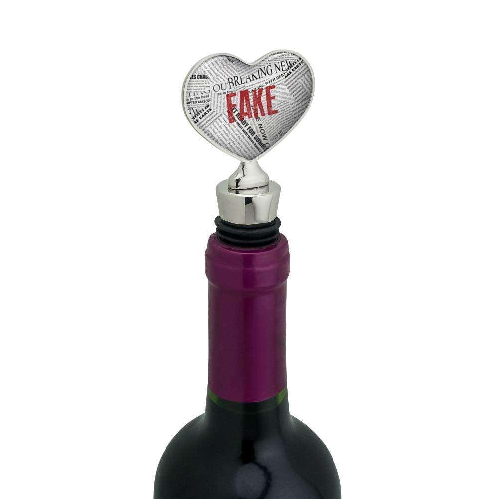 Donald Trump Fake News Heart Love Wine Bottle Stopper - Funny Novelty Gift for Political Enthusiasts - Perfect for Parties, Gag Gifts & Wine Lovers