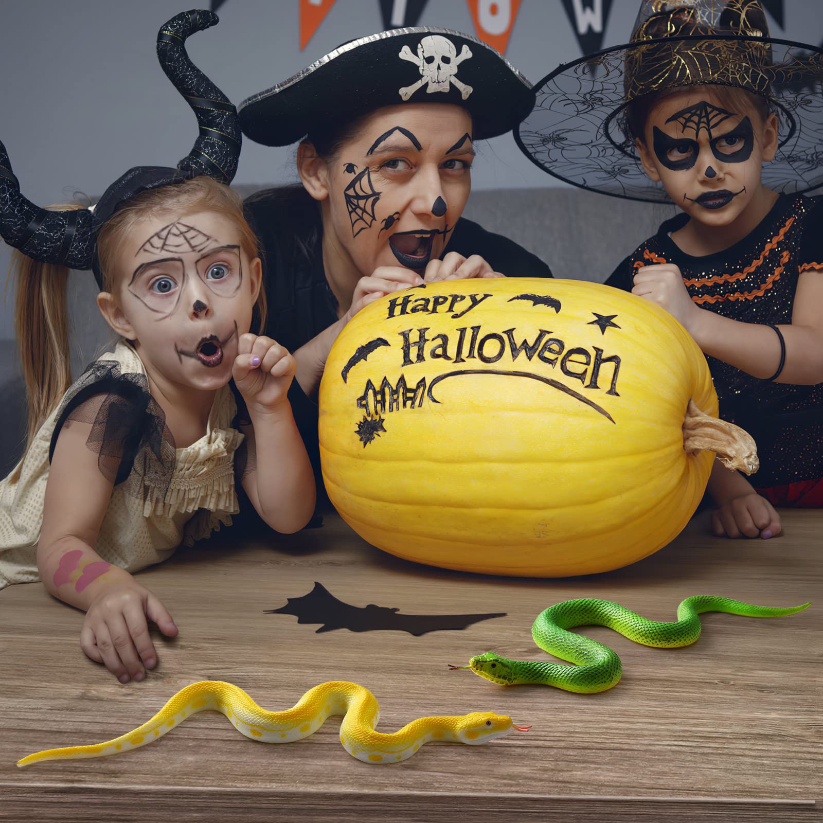 Realistic Fake Snake Toy - Stretchy Rubber Lifelike Snake Figure for Halloween Pranks, Stress Relief & Educational Play - Perfect Kids Birthday Party Gift (Green) | Great for Prank Gags, Classroom Learning & Sensory Play