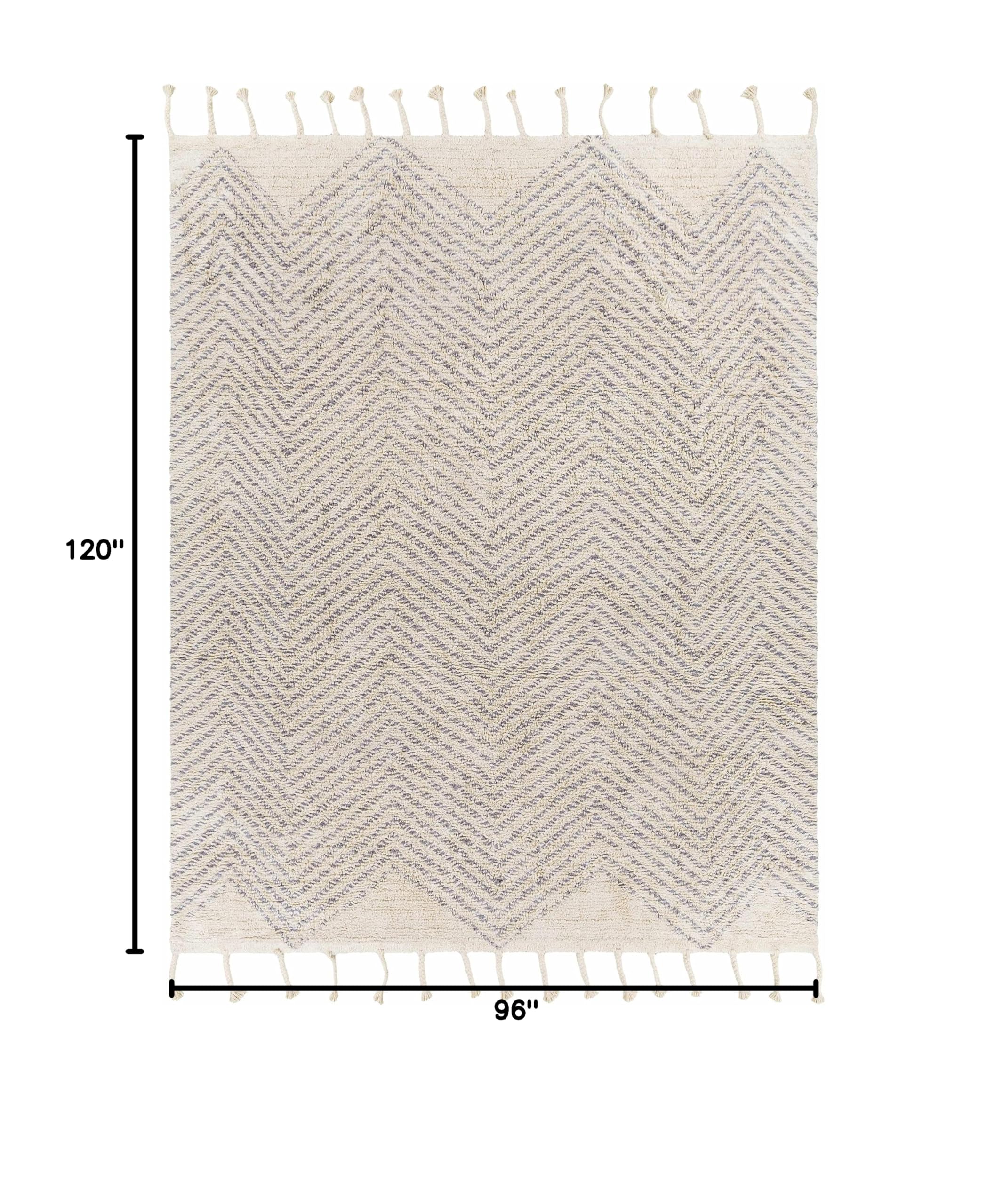 Bohemian Transitional Area Rug 8' x 10' - Gray & Cream Handwoven Rug for Living Room & Bedroom - Soft Non-Slip Floor Covering for Home Decor, Yoga Space & Cozy Reading Nook