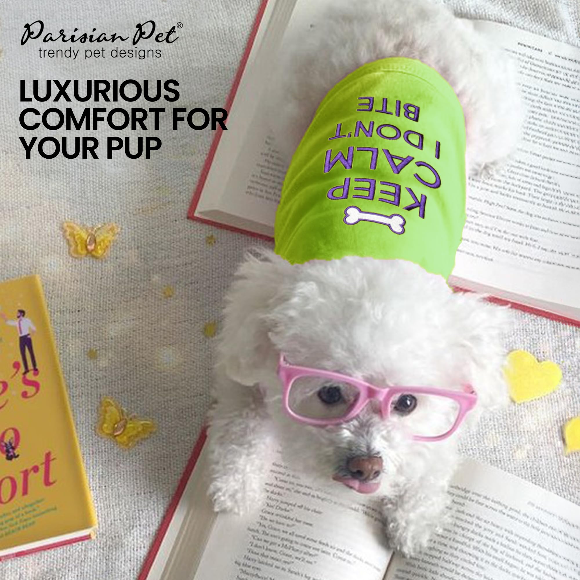 Parisian Pet Dog T-Shirt - Embroidered 'Keep Calm I Don't Bite' Sleeveless Dog Shirt - Breathable Lightweight Summer Dog Clothes for Large Breeds (XL) - Machine Washable Puppy Tee for Walks, Park Outings & Photo Shoots
