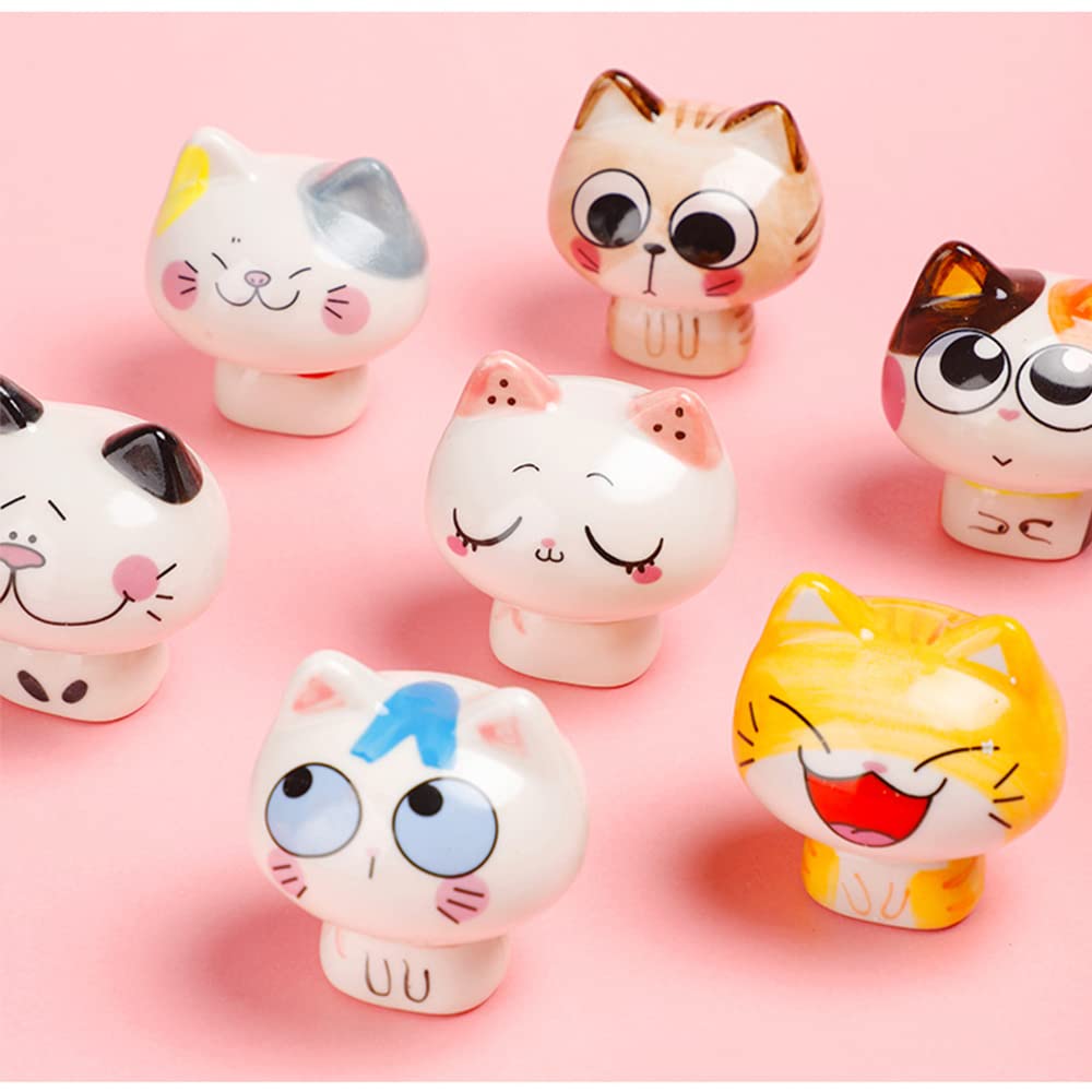 8-Piece Cute Cat Ceramic Decor Set - Bookshelf, Bedroom, Living Room & Office Decor - Perfect for TV Cabinets, Car Ornaments & Girls' Room - Ideal Birthday Gift for Kids | Home Accessories for Cozy Spaces