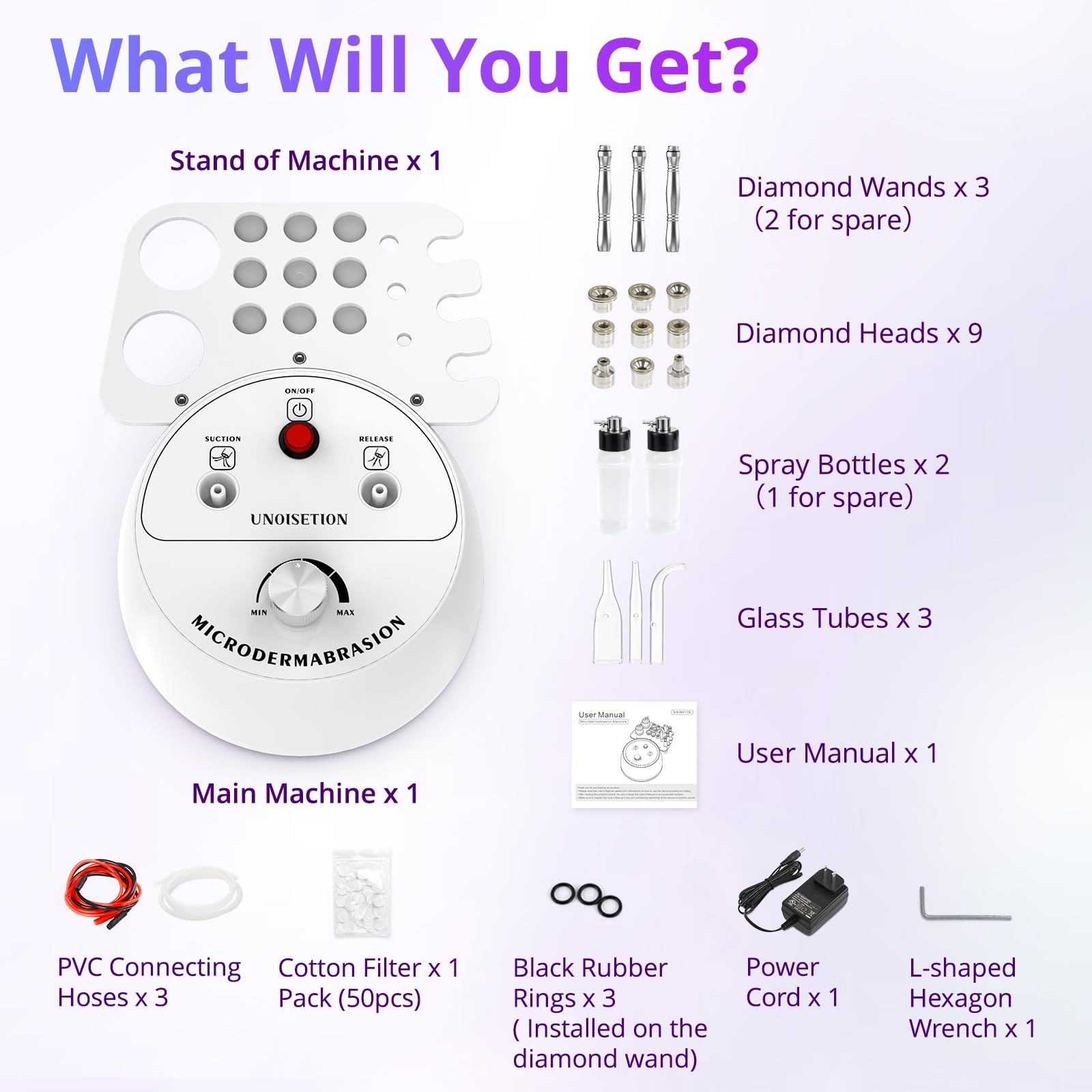 Professional Diamond Microdermabrasion Machine - 3-in-1 Dermabrasion & Facial Peeling Device for Skin Care | Salon, Spa & Home Use | Exfoliate, Brighten & Rejuvenate Skin