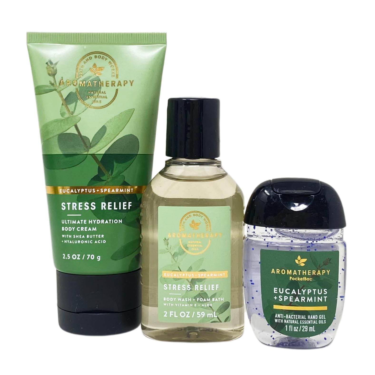 Eucalyptus Spearmint Mini Gift Bag Set - Travel Size Body Cream, Body Wash & Hand Gel for Relaxation & Stress Relief - Perfect for Spa, Travel & Gifts