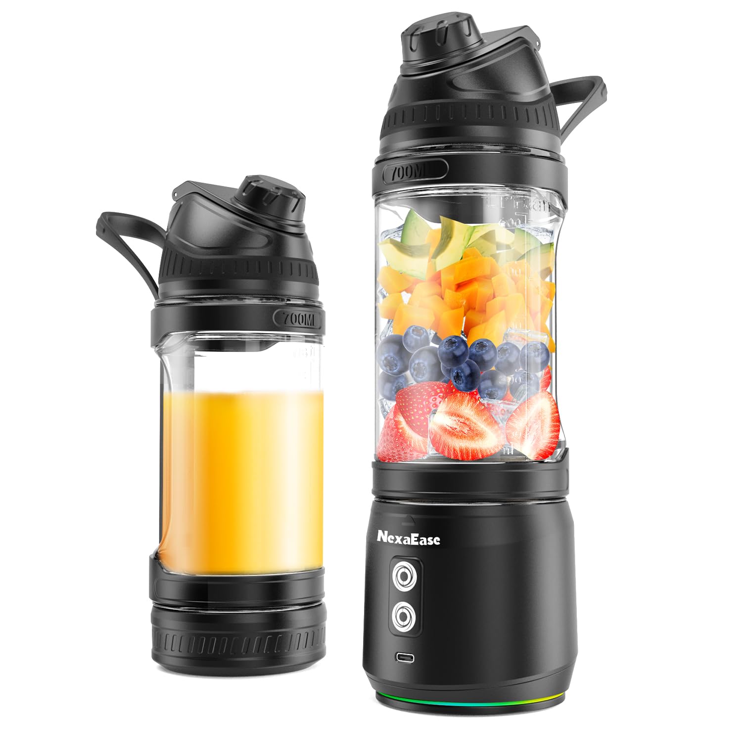 Portable Personal Blender 24oz - USB-C Rechargeable Cordless Mini Blender for Smoothies, Protein Shakes & Frozen Drinks - Travel-Friendly with Sip Spout & Leak-Proof Lid - Perfect for Kitchen, Gym, Office & On-The-Go Use