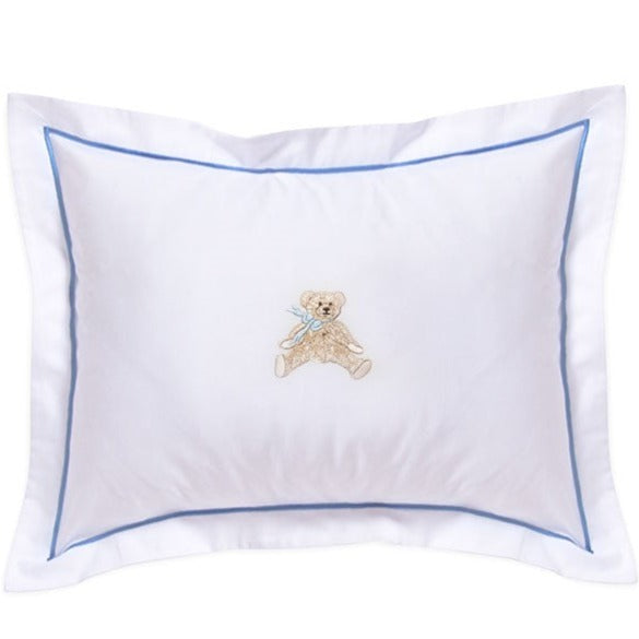 Baby Boudoir Pillow Cover in Bow Teddy Blue - Soft Nursery Decor for Cribs, Bassinets & Baby Showers