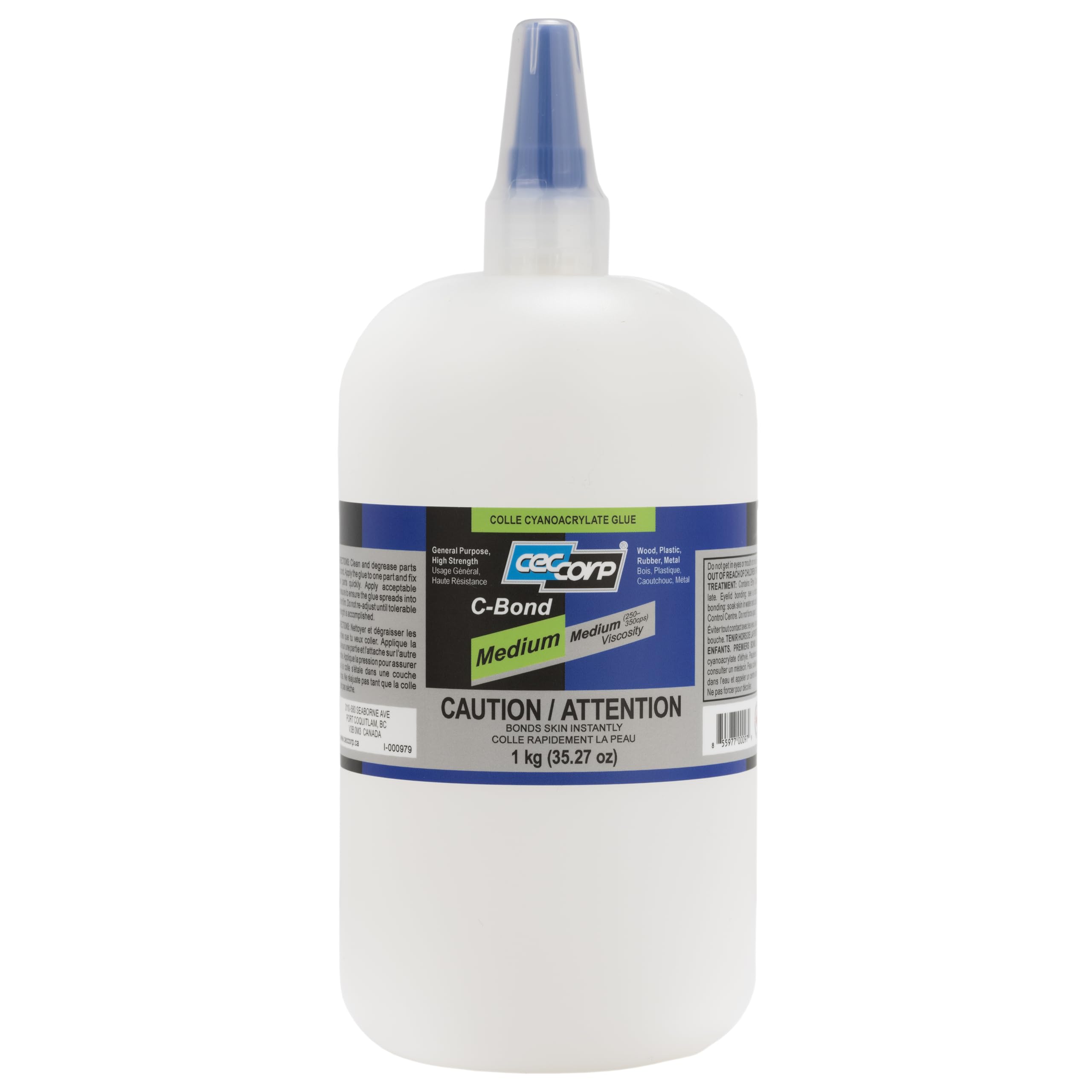 CECCORP Super Glue - C-Bond Medium Viscosity Cyanoacrylate Adhesive, 1 kg (35.27 oz) Clear CA Glue for Wood, Metal, Plastic, Ceramic & DIY Projects - Fast Bonding All-Purpose Instant Adhesive for Home Repairs, Crafts & Industrial Use