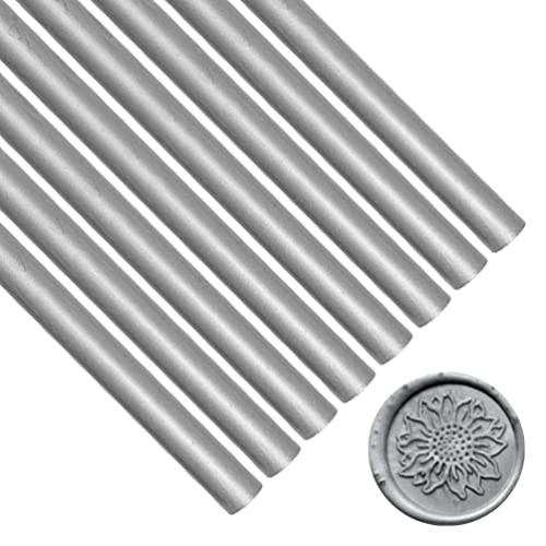 ONWINPOR 8PCS Silver Wax Sealing Sticks for Wax Seal Stamp - 0.43’’ Glue Gun Wax Seal Sticks - Perfect for Wedding Invitations, Wine Bottles, Greeting Cards, Envelopes & Gift Wrapping - Elegant Wax Seal for DIY Crafts, Vintage Letters & Luxury Packaging (Silver)
