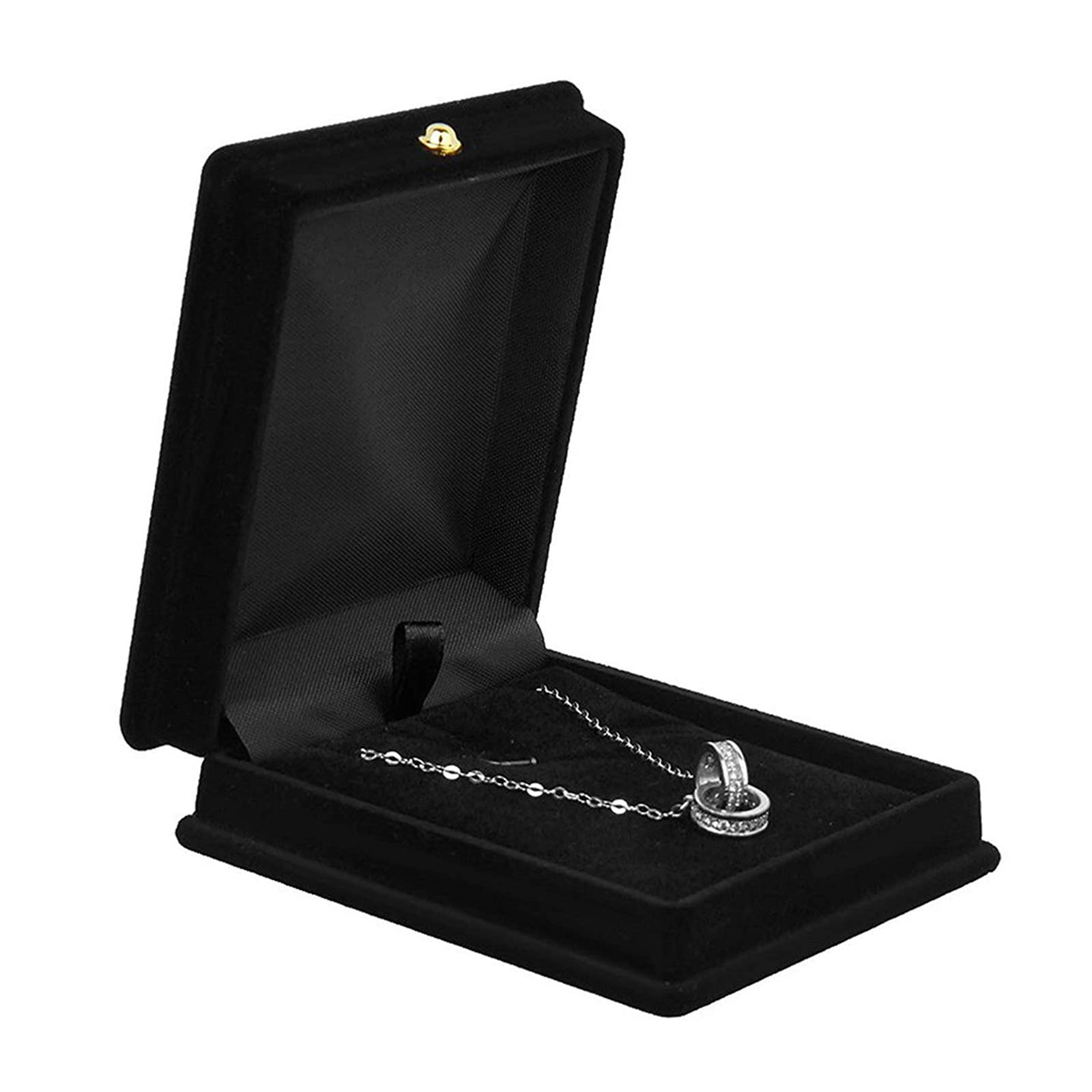 Velvet Jewelry Gift Box - Black Velvet Necklace & Earring Display Case for Jewelry Storage, Wedding Gifts, Bridesmaid Presents & Jewelry Organizer