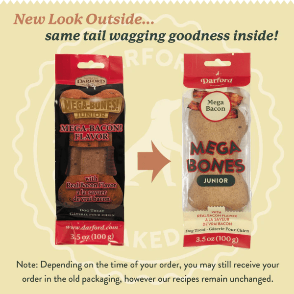 Darford Mega Bones Mega Bacon Flavor Dog Treats - Large Chewy Dental Dog Bones for Medium & Large Breeds - Perfect for Training, Teething & Long-Lasting Chewing Fun