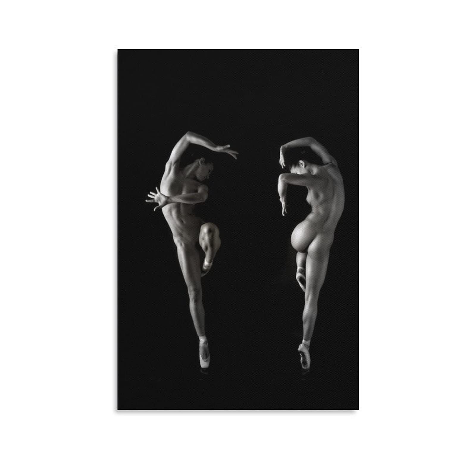 Dark Nude Women Ballet Dance Canvas Wall Art Print - 8x12 Inches (20x30cm) - Elegant Home Decor for Bedroom, Living Room & Office - Perfect Gift for Dance Lovers & Art Enthusiasts | Enhance Your Space with Timeless Ballet Artwork