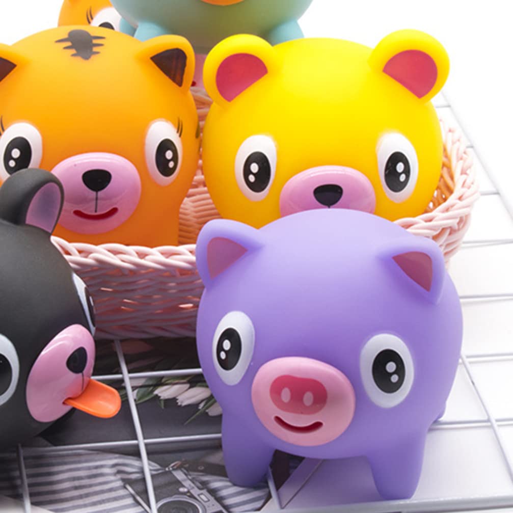 Zerodeko Squeaky Stress Ball for Kids - Cartoon Animal Squeeze Toy for Anxiety Relief & Sensory Play, Fun Party Favors for Birthdays, Christmas & Easter (Purple Pig) - Perfect for Classrooms, Travel & Office Stress Relief