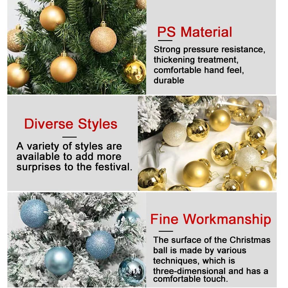 24-Piece Shatterproof Christmas Ball Ornaments - 2.36 Inch (6cm) Blue Hanging Tree Decorations with Rope for Holiday Party & Home Decor | Perfect for Xmas Tree, Gift Wrapping, and Festive Table Centerpieces