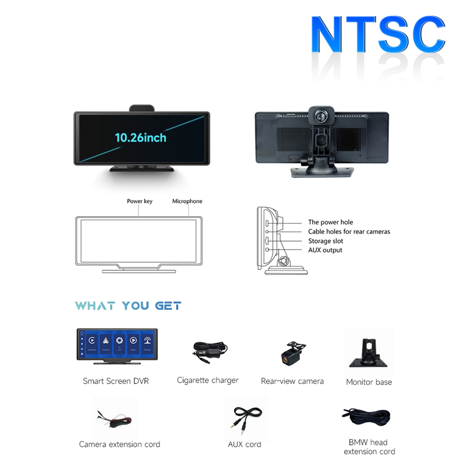 10.26 Inch Smart Screen DVR with NTSC System for RV, Truck & Bus - HD Rear View Backup Camera for Safe Parking & Driving Assistance