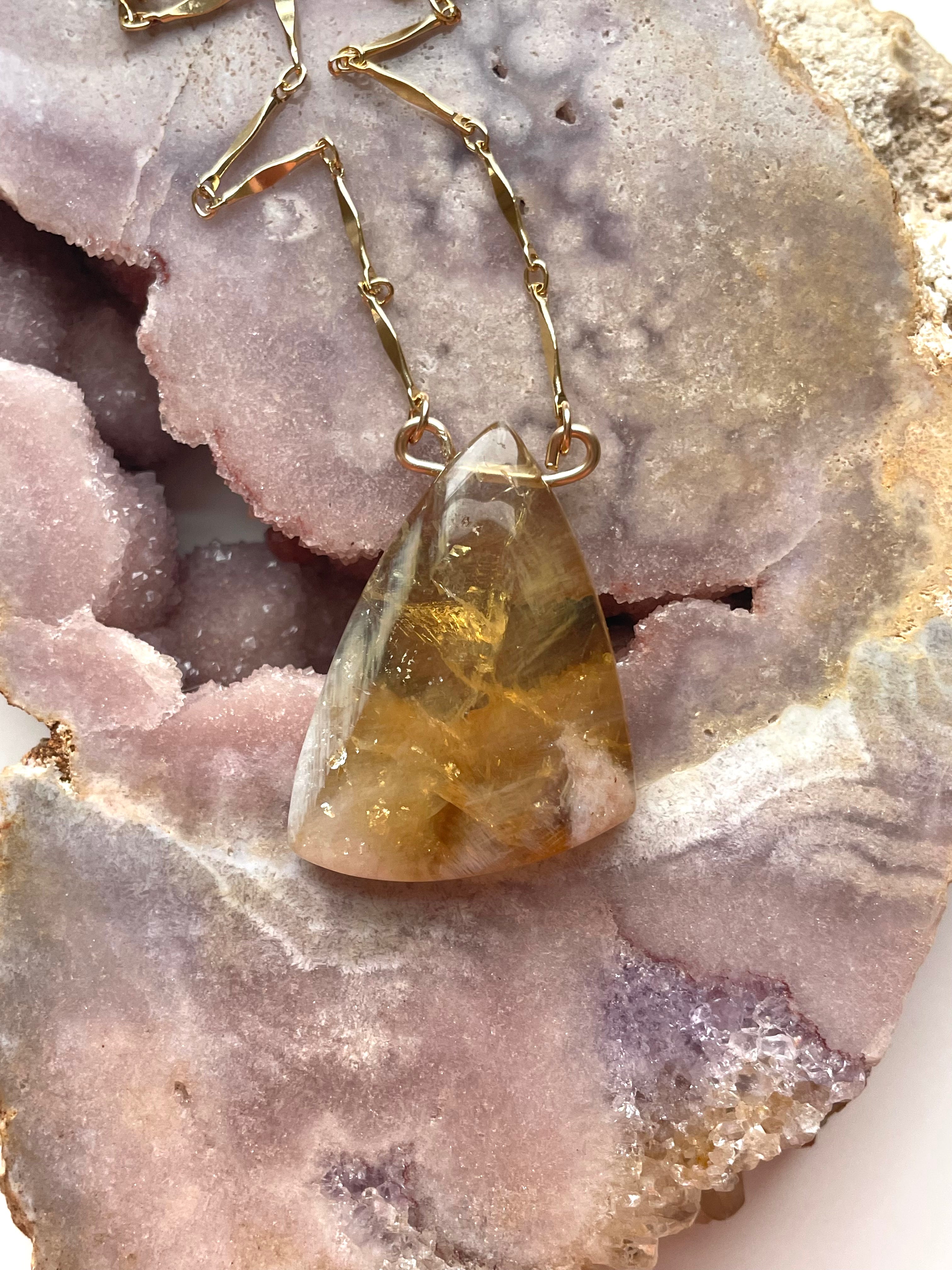 Genuine Yellow Citrine Necklace - 14k Gold Filled Chain - Elegant Chunky Gemstone Jewelry for Women - Perfect for Gifts, Parties & Everyday Wear