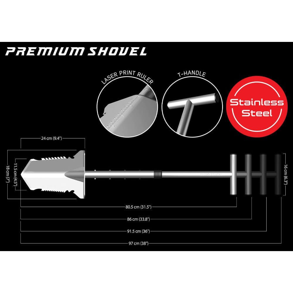 Nokta Premium Shovel - Heavy Duty Metal Detecting Shovel for Treasure Hunting, Digging & Outdoor Adventures - Perfect for Beach, Field & Gold Prospecting