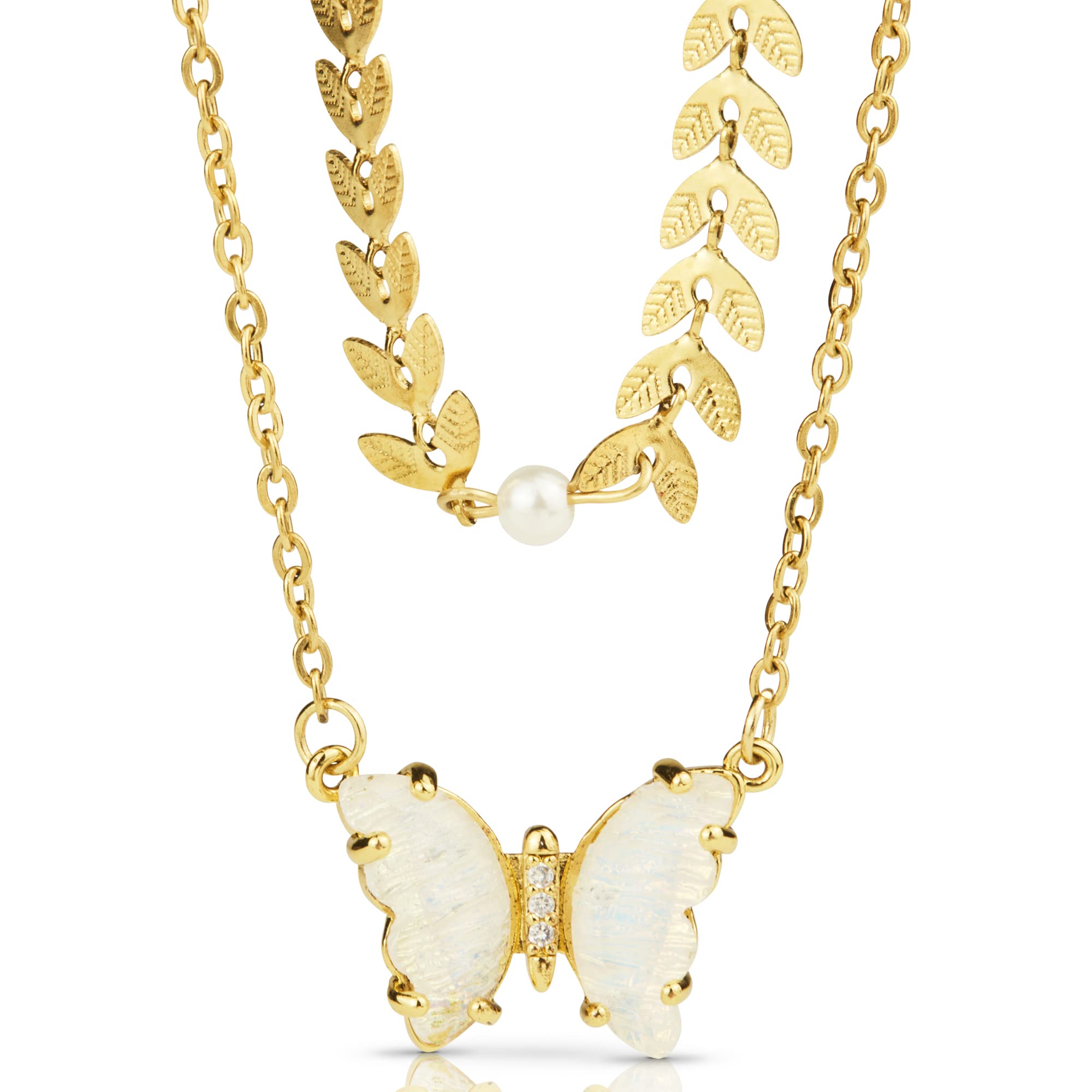 14K Gold Dipped Butterfly Necklace for Women - Dainty Layered Minimalist Necklace - Trendy Preppy Stackable Jewelry - Perfect for Everyday Wear, Date Nights & Gifts