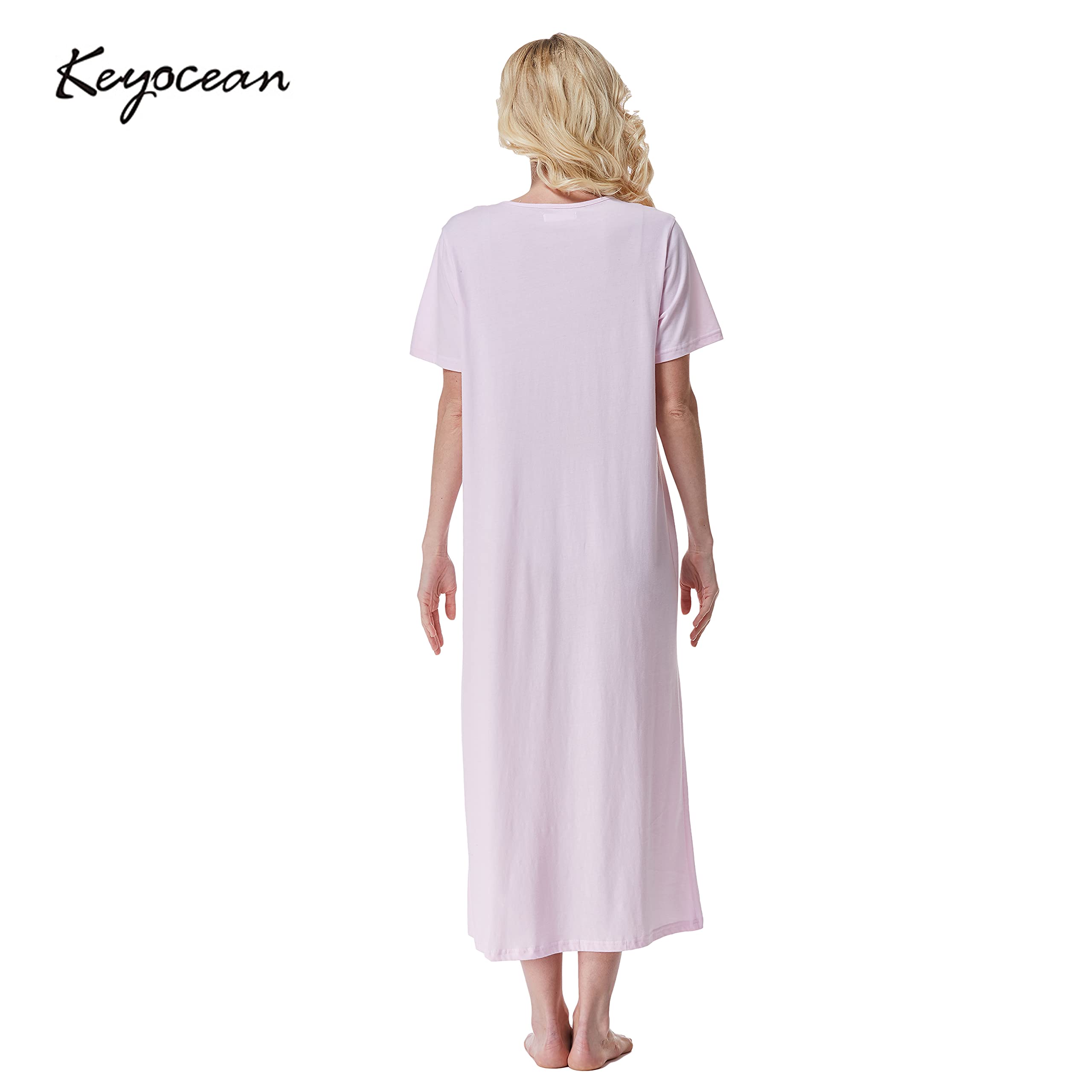 Keyocean Women's 100% Cotton Short Sleeve Nightgown - Soft & Lightweight Sleepwear for Ladies - Perfect for Summer Nights & Relaxing at Home