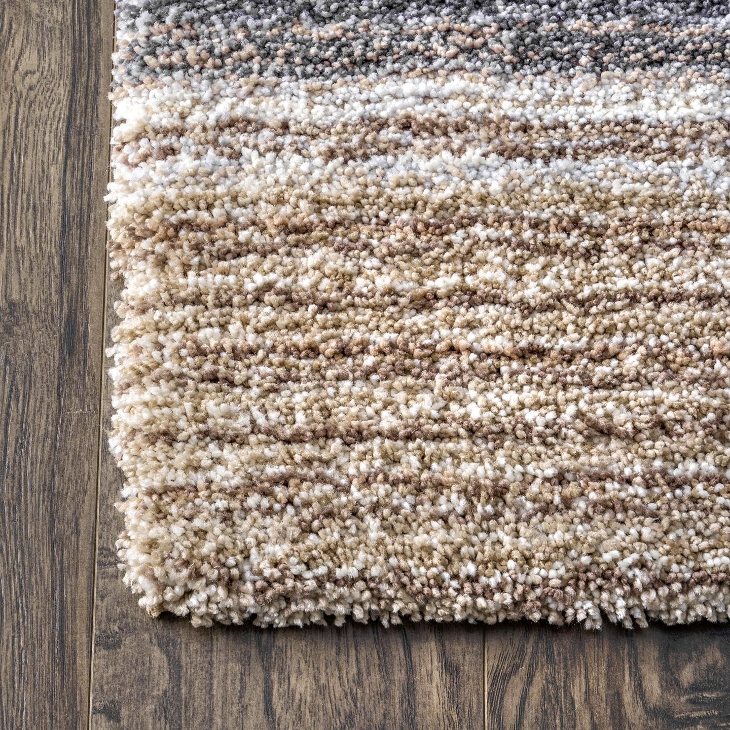 nuLOOM Drey Striped Shag Area Rug 5x8 Feet - Soft Plush Casual Denim & Ivory Shaggy Rug for Living Room, Bedroom, Dining Room, Nursery - Perfect for Cozy Home Decor & Kids Play Area