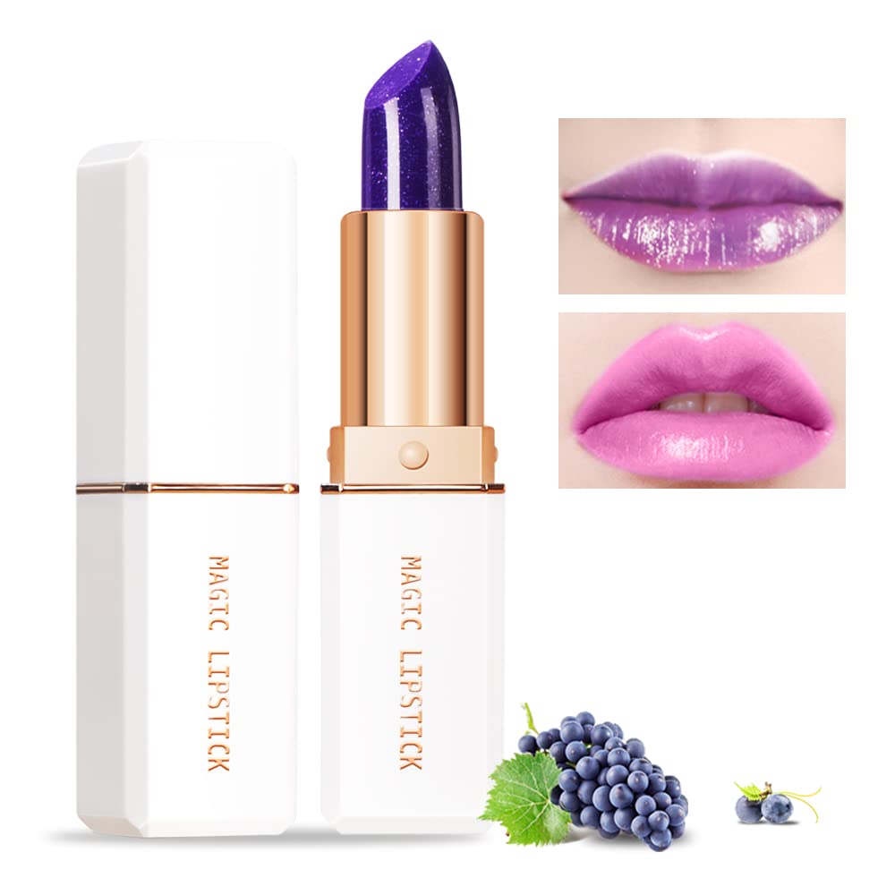 Magic Temperature Color Changing Lipstick - Moisturizing Shimmer Lip Gloss, Long Lasting & Waterproof (Purple) - Perfect for Parties, Dates & Everyday Wear