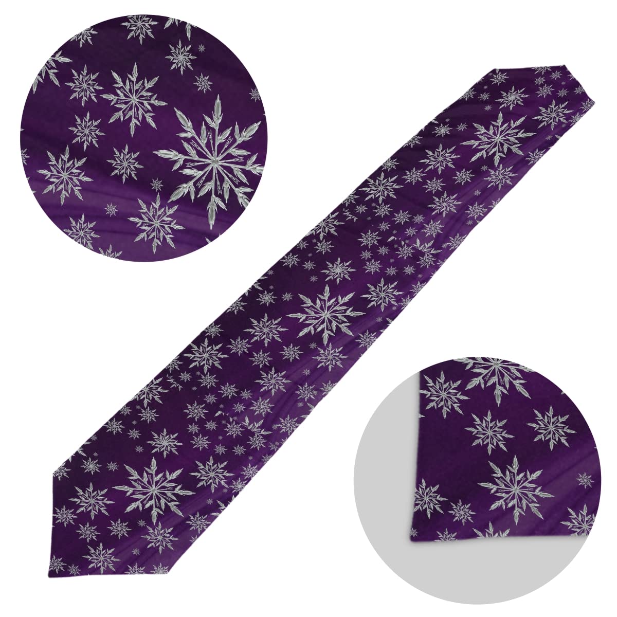 Snowflake Christmas Table Runner - 13x70 Inch Purple Holiday Dining Table Decor for Winter & New Year Celebrations | Perfect for Festive Kitchen Decorations, Christmas Dinner Parties & Seasonal Home Styling