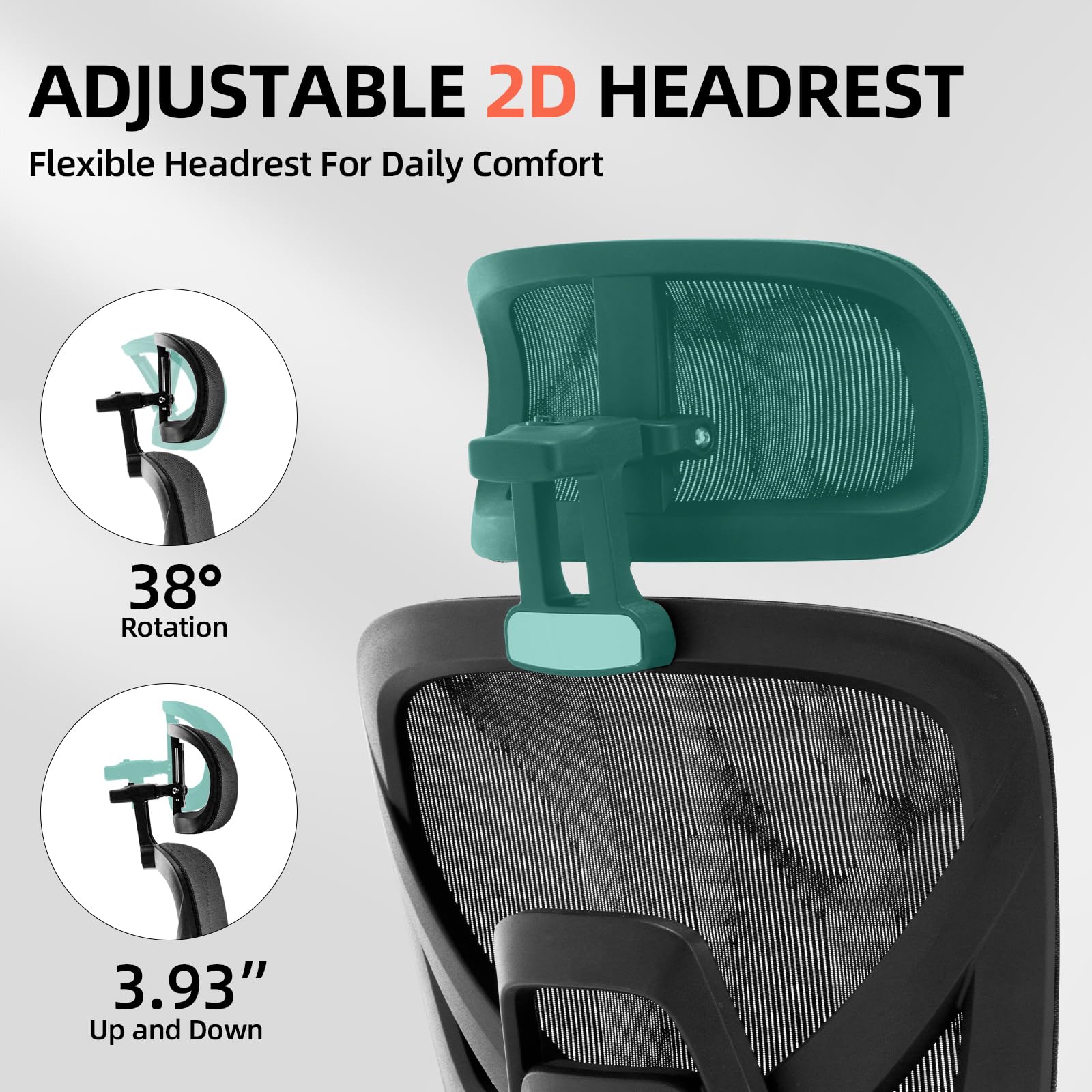 Ergonomic Office Chair with High Back & Lumbar Support - Big & Tall Mesh Desk Chair for Home Office, 400LB Capacity, Adjustable Armrests & Wheels - Perfect for Long Work Hours, Gaming, and Remote Work Comfort