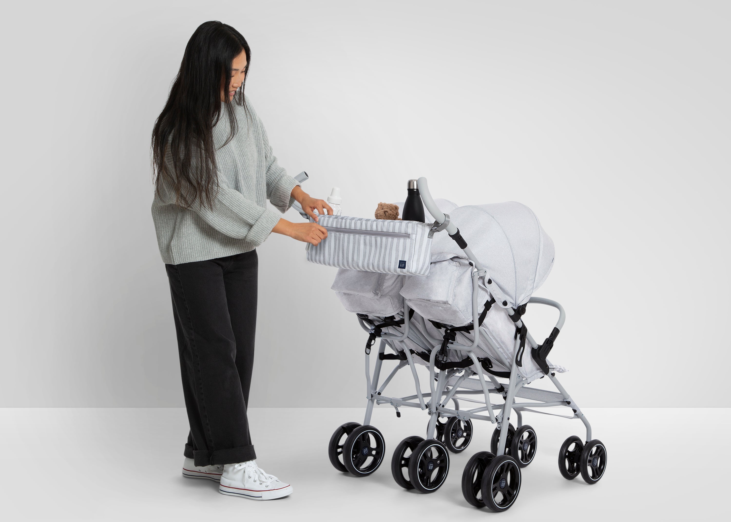BabyGap Classic Parent Organizer for Double Stroller - Convenient Storage for Diapers, Bottles & Essentials - Perfect for Shopping, Travel & Family Outings