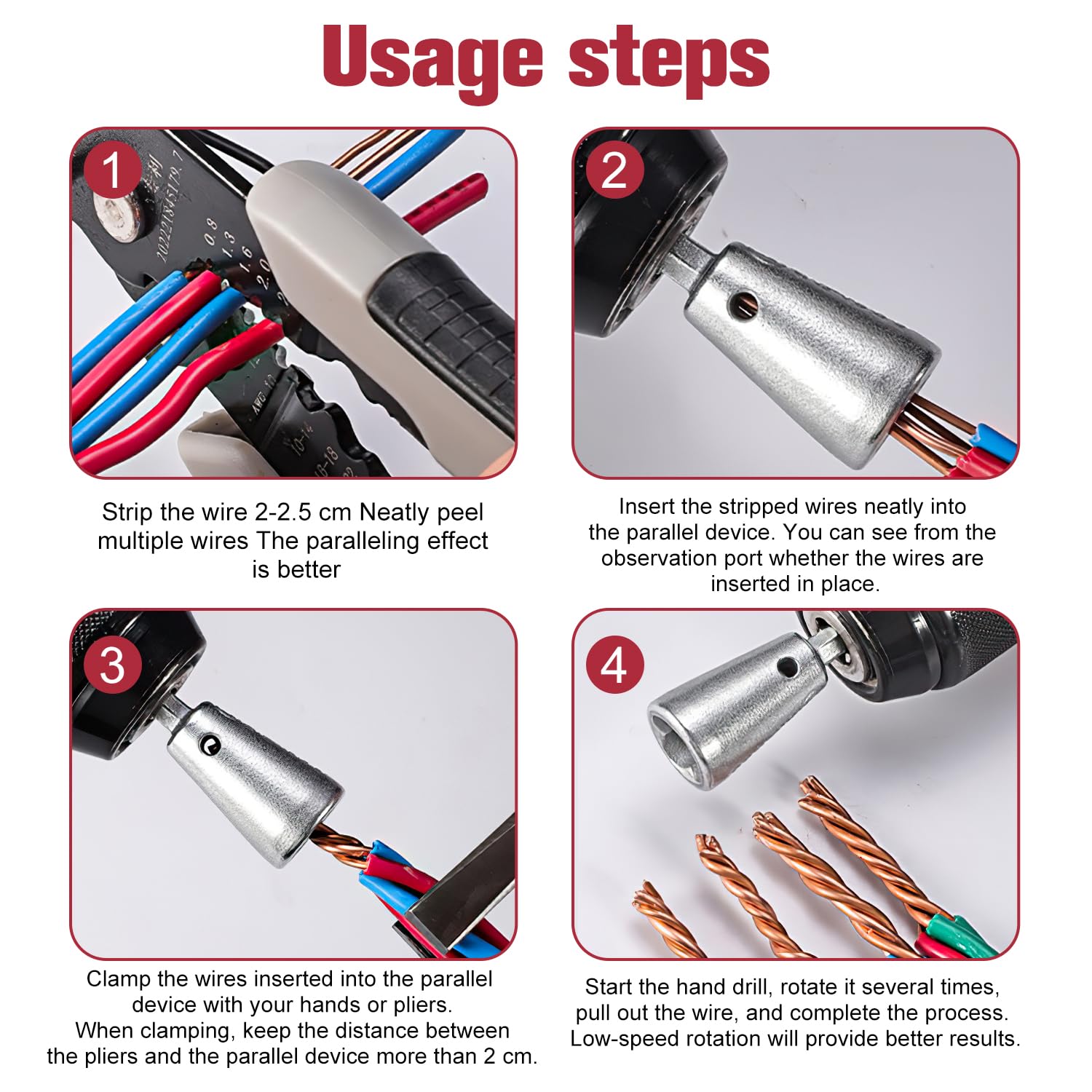 Rednow Wire Twisting Tool - 2PCS Drill Wire Connector & Nut Twister with Quick Stripping Function | Professional Electrical Wiring Tool for DIY, Home Improvement, and Electrician Projects