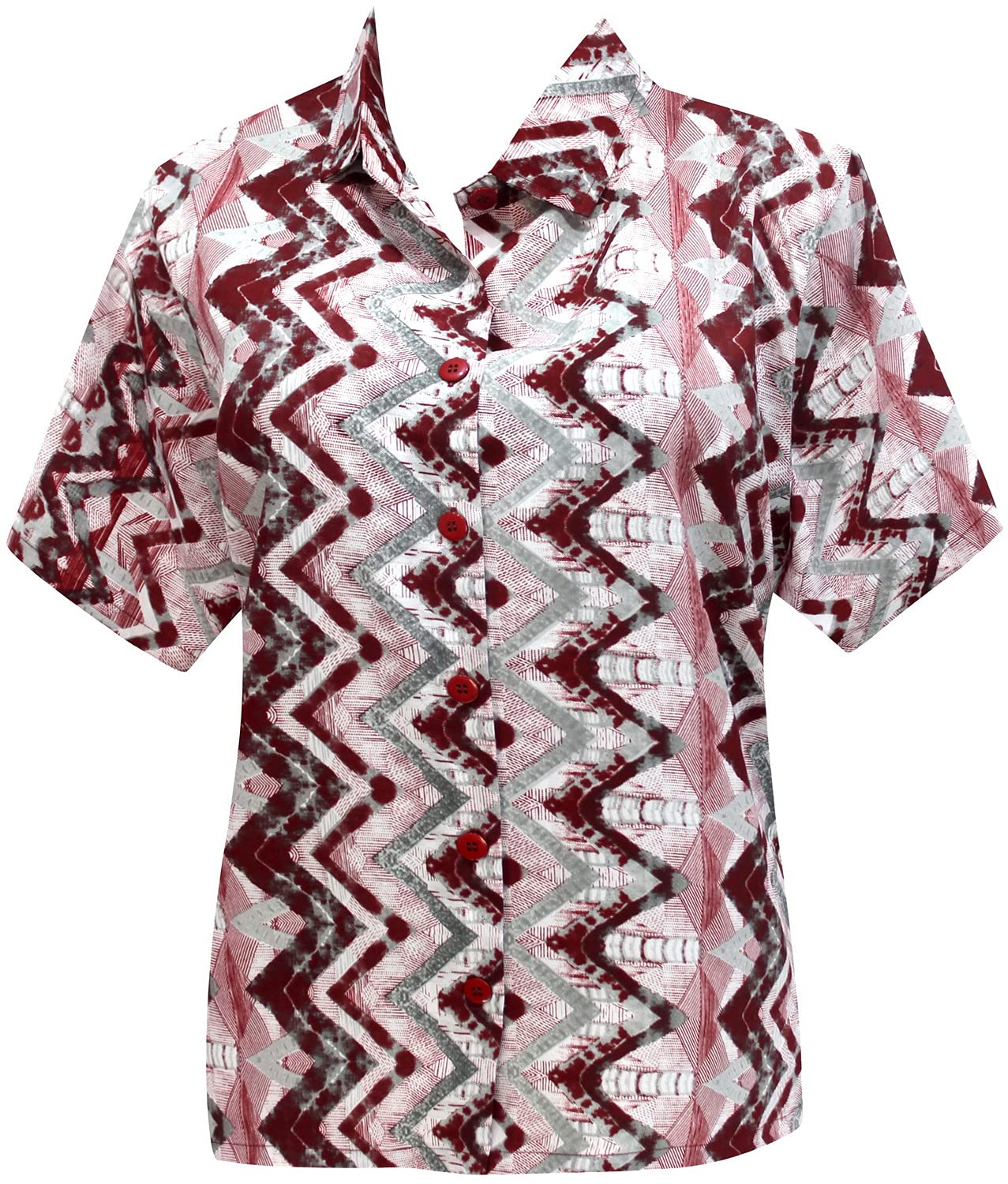 LA LEELA Women's Hawaiian Camp Shirt - Floral Print Short Sleeve Blouse for Beach Vacation, Summer Outfits & Casual Wear
