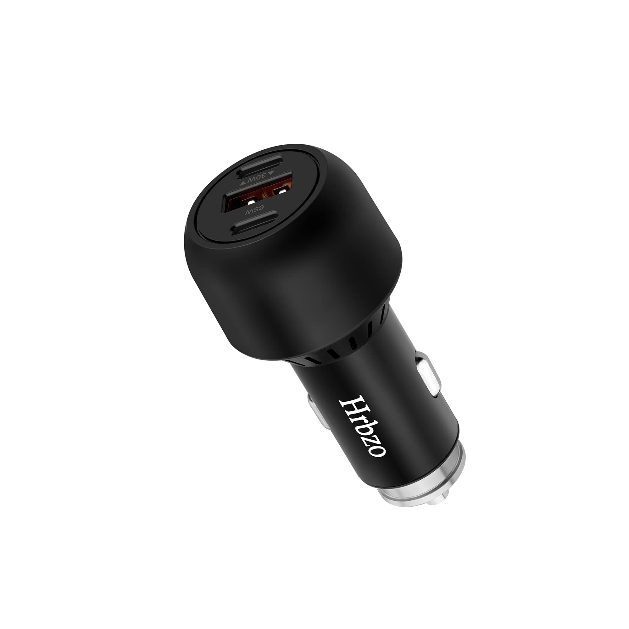 95W Fast Car Charger with 3 Ports (65W USB-C, 30W USB-C & USB-A) - All Metal Car Adapter Compatible with MacBook, iPhone 13/12/11/8, Samsung Galaxy - Perfect for Road Trips & Multi-Device Charging