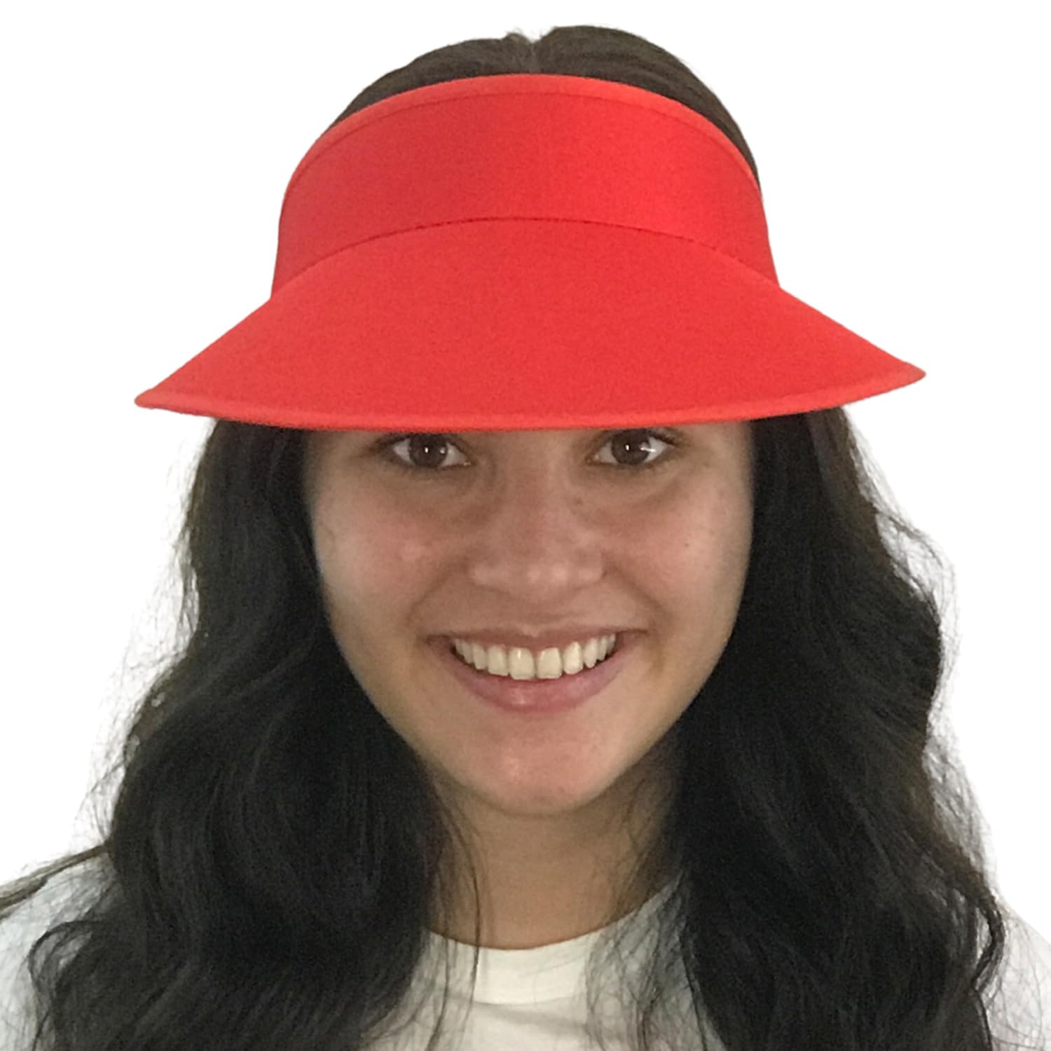 Silverfever Women's Wide Brim UV Protection Sun Visor Hat - UPF 50+ Sunblock for Beach, Tennis, Golf & Outdoor Sports (Red) - Perfect for Summer Activities and Travel