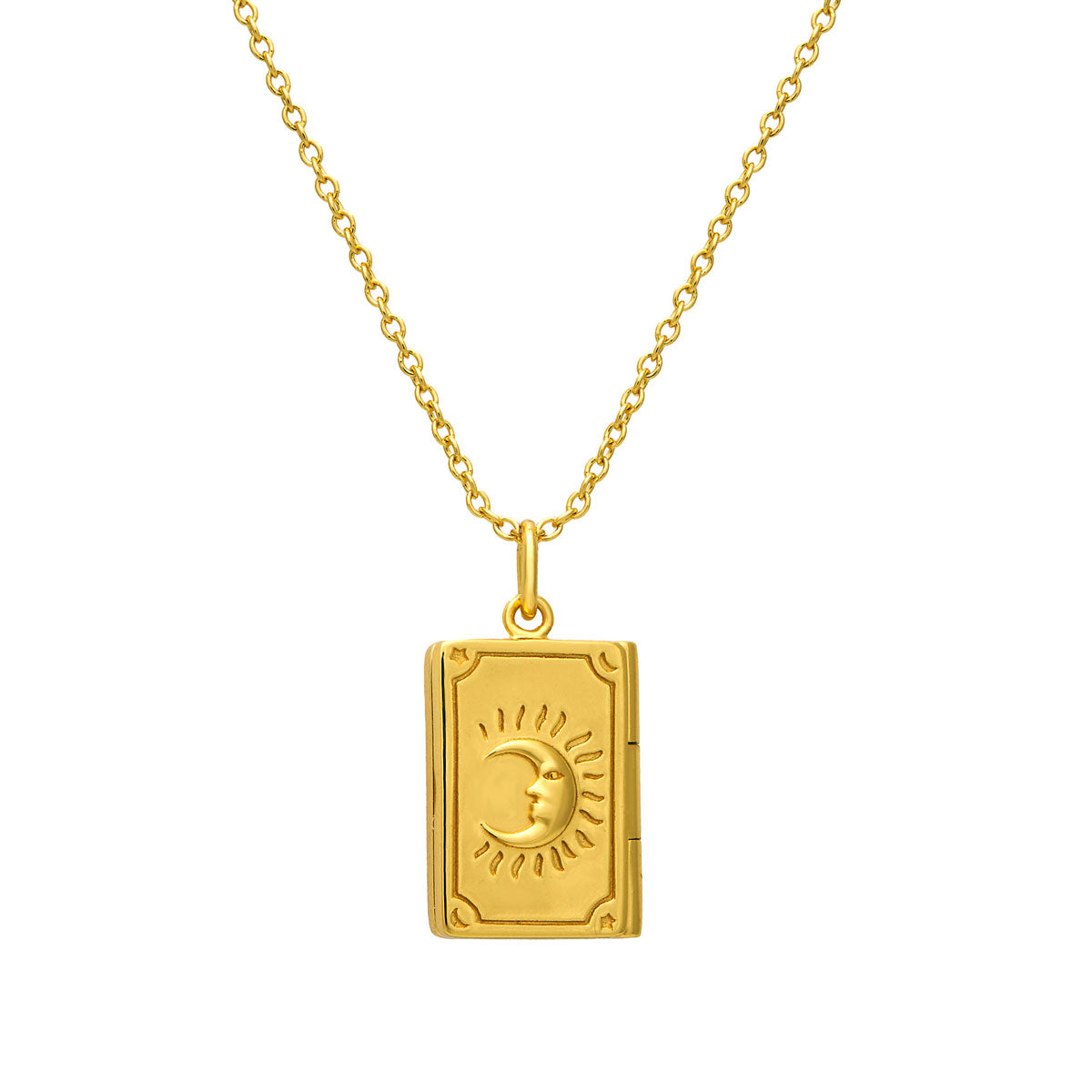 Gold Tarot Locket Necklace - Mystical Jewelry for Spiritual Protection & Fashion | Perfect for Witches, Pagans & Crystal Lovers