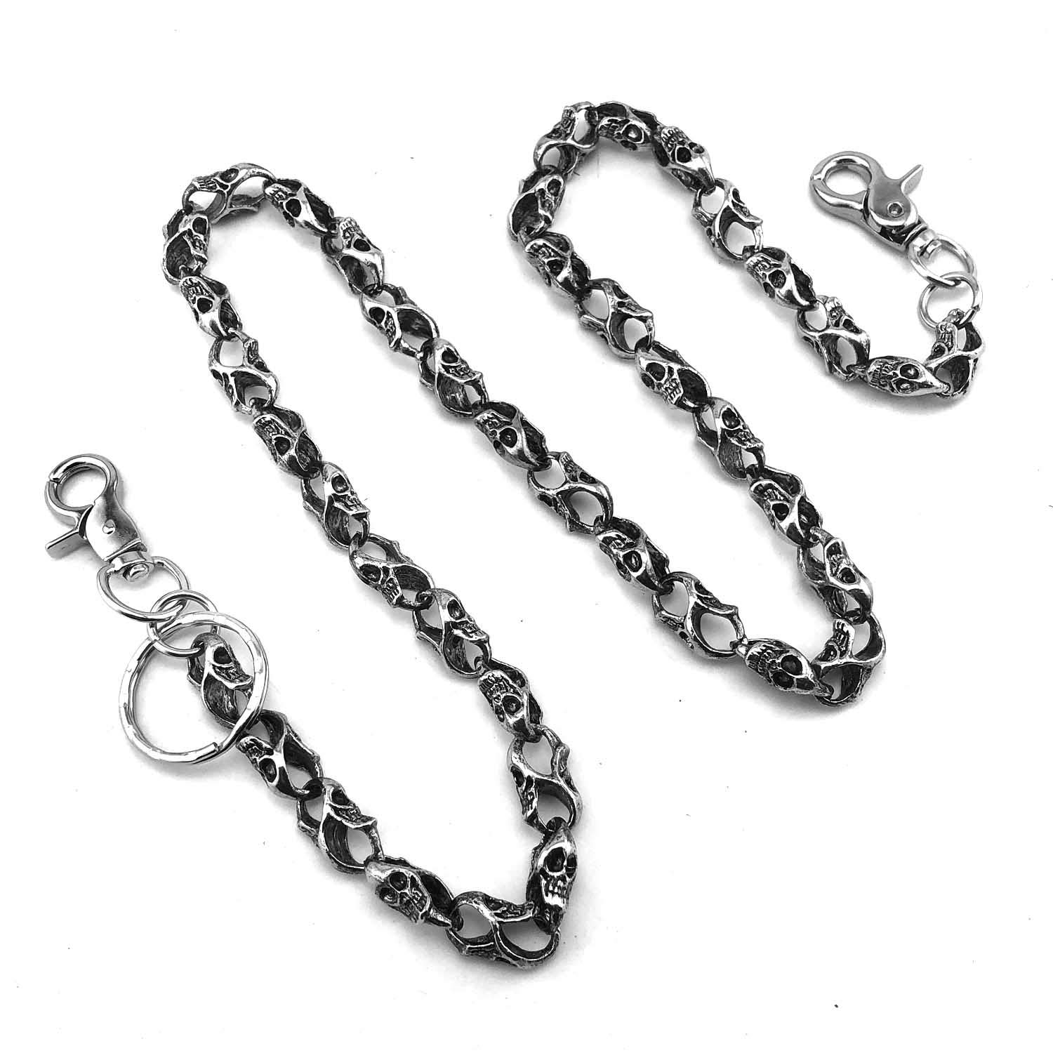 Skull Biker Punk Wallet Chain - Heavy Duty Metal Link Keychain for Jeans & Leather - Perfect for Motorcycle Riders, Rock Fashion & Gothic Accessories