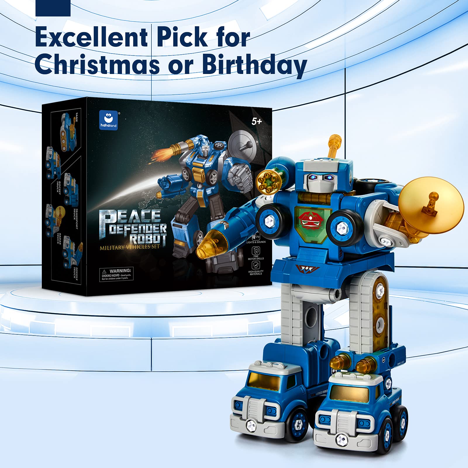 Hahaland STEM Building Toys for Kids Ages 4-8 - 5-in-1 Transformable Take Apart Trucks to Robot - Educational Construction Set for 5-7 Year Old Boys & Girls - Perfect Birthday Gift, Easter Basket Stuffer & Learning Toy for Preschoolers | Great for STEM Learning, Creative Play & Hands-on Development