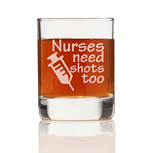 Nurses Need Shots Too - Funny Shot Glass Set of 4 - Perfect for Nurses Week Gifts, Medical Humor & Office Parties