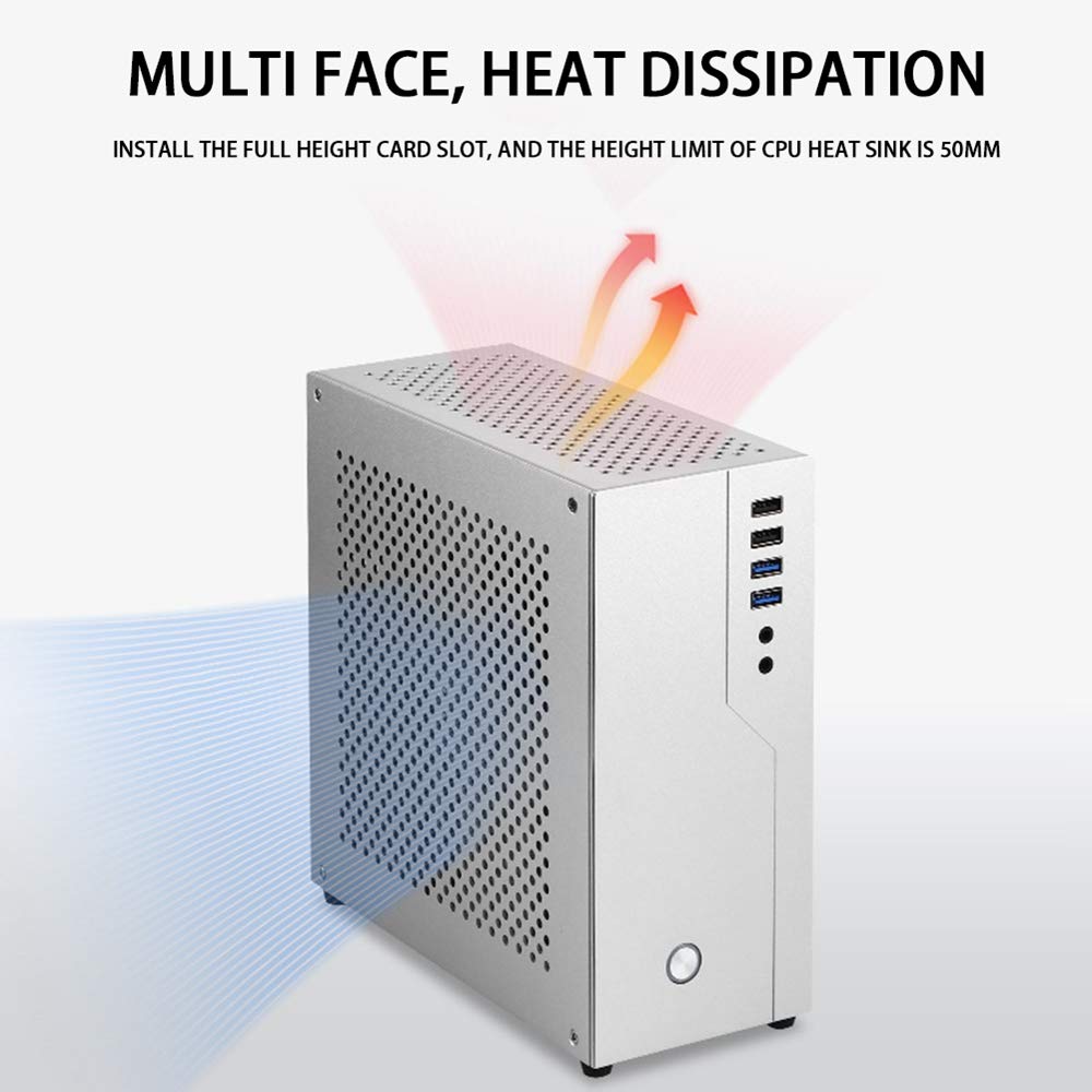 Compact ITX Mini PC Case - All Aluminum, Soft PCIE Single Slot, HTPC & Desktop Computer Chassis for Home Theater & Gaming Setup