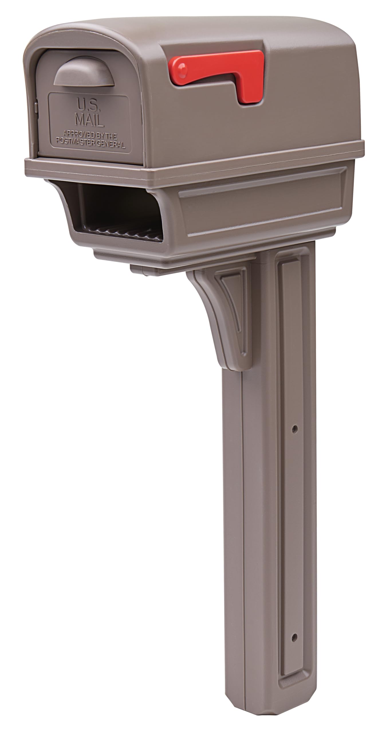 Gentry Plastic Dual Access Mailbox and Post Kit - Large Capacity Mocha Mailbox for Home & Office - GGC1M00AM | Durable Outdoor Mailbox with Newspaper Holder for Houses, Apartments & Businesses