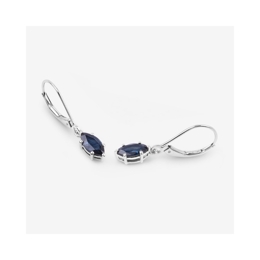 10K Gold Genuine Blue Sapphire Dangle Earrings for Women - Elegant Drop Earrings for Weddings, Parties & Special Occasions